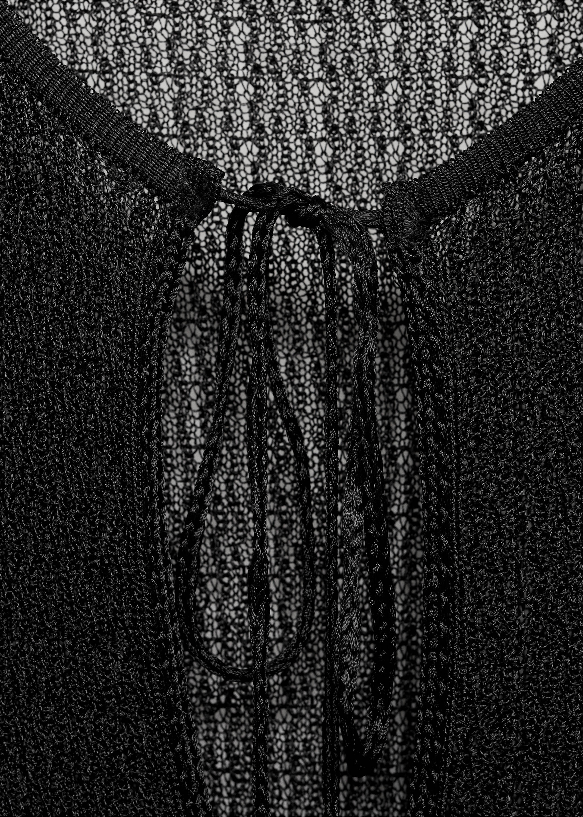 Knitted cardigan with ties - Details of the article 8, Black. Ref: 17092903-00.