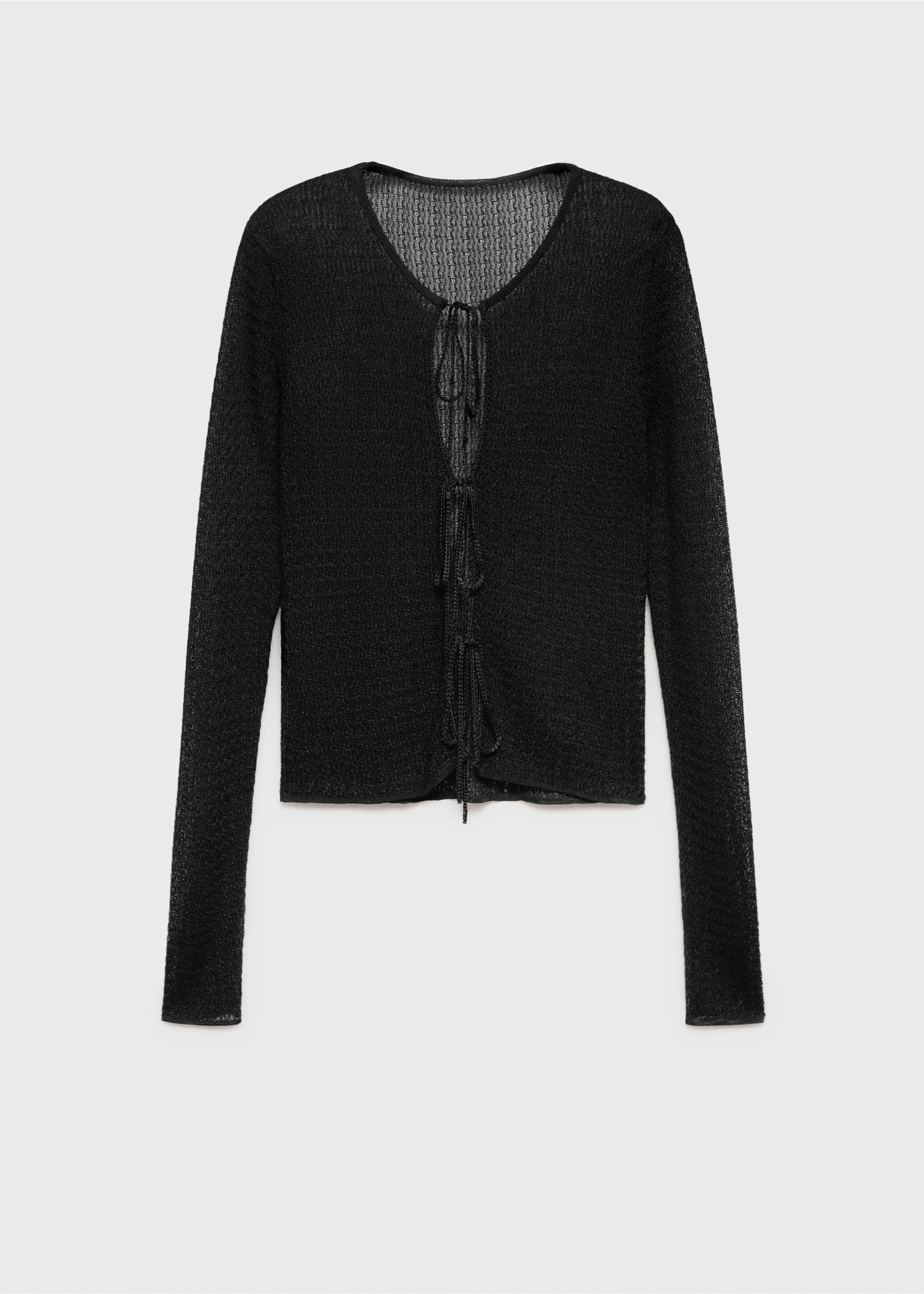 Knitted cardigan with ties - Article without model, Black. Ref: 17092903-00.