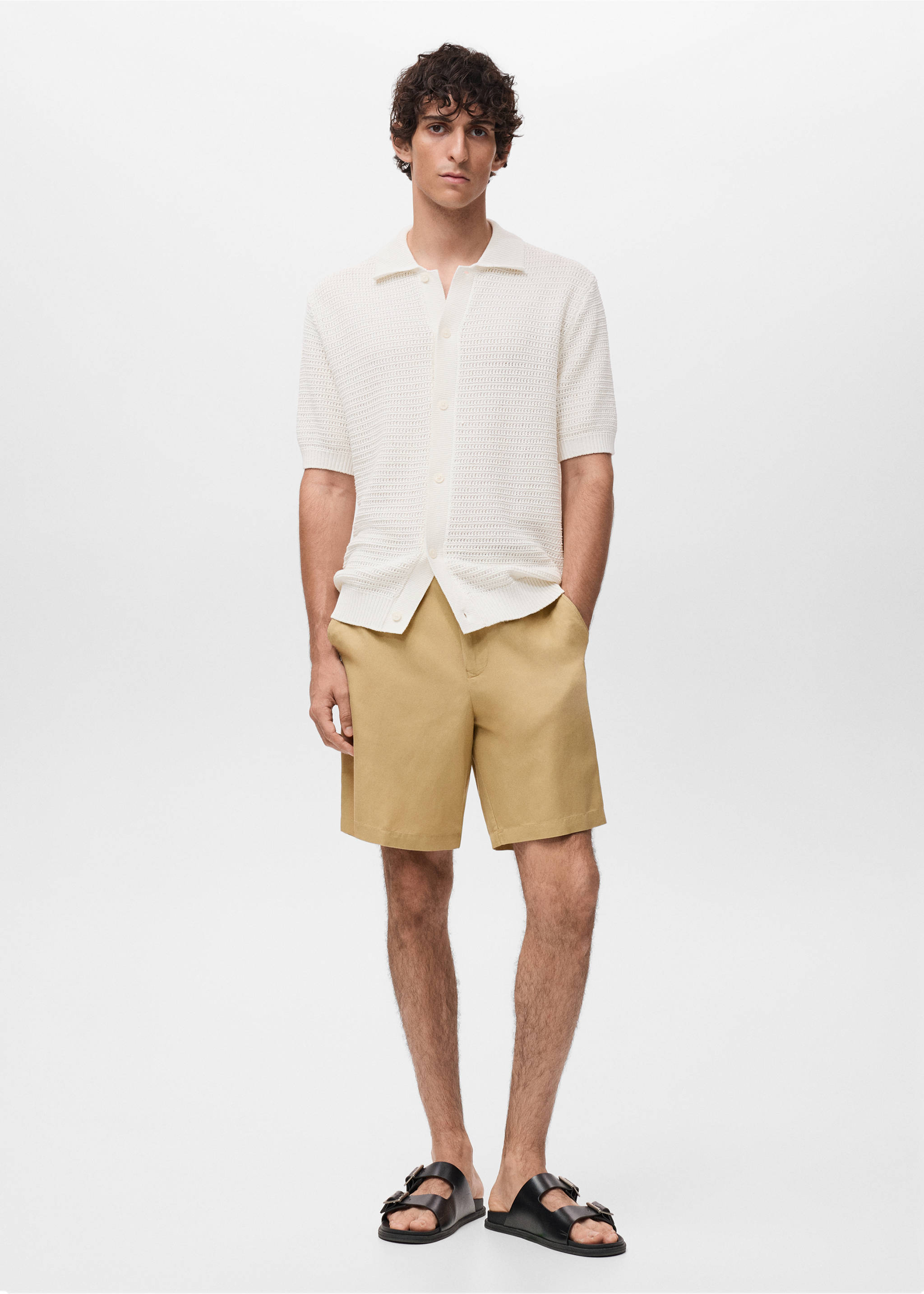 Cotton openwork knitted blouse - General plane, Off White. Ref: 17092905-00.