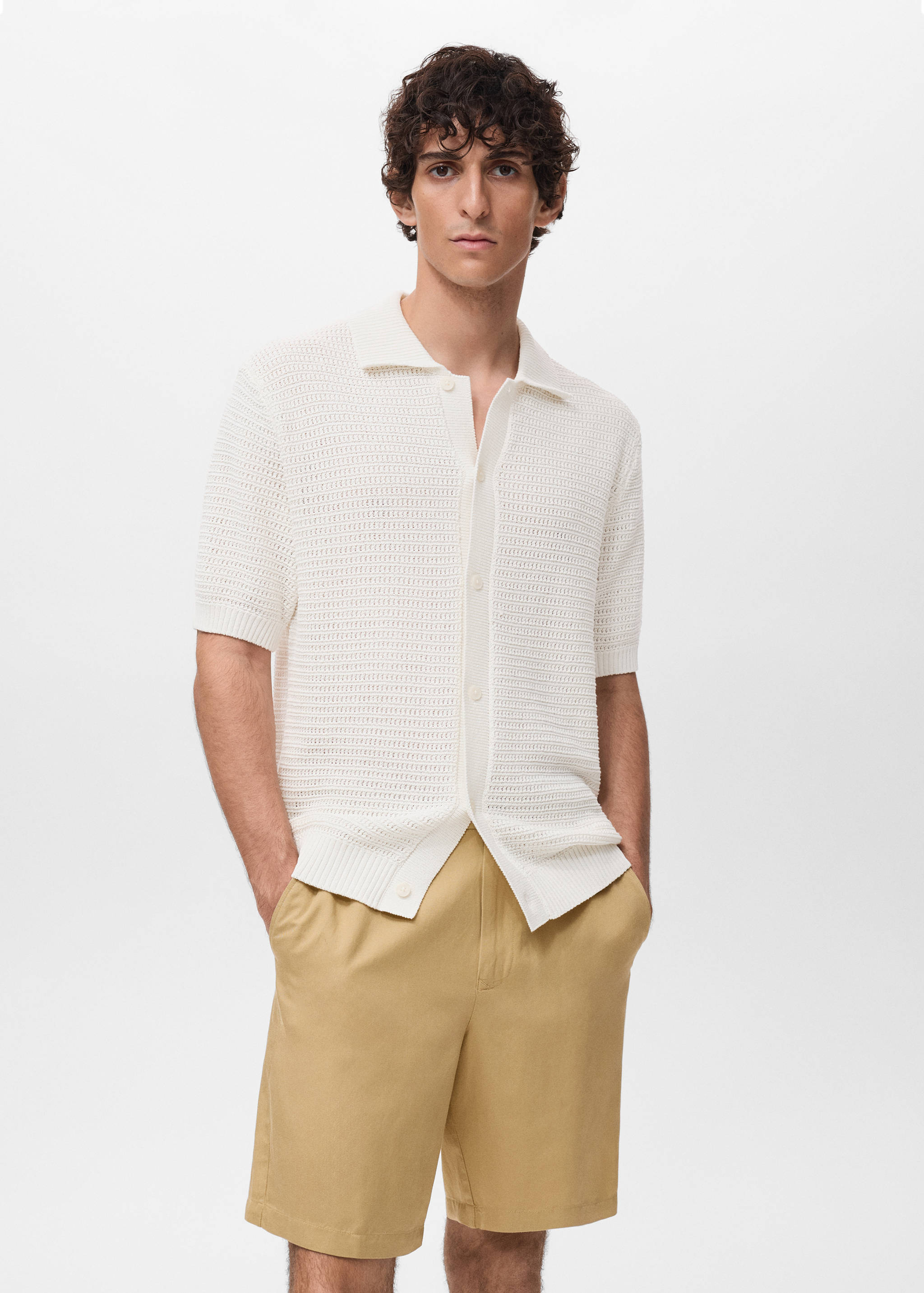 Cotton openwork knitted blouse - Medium plane