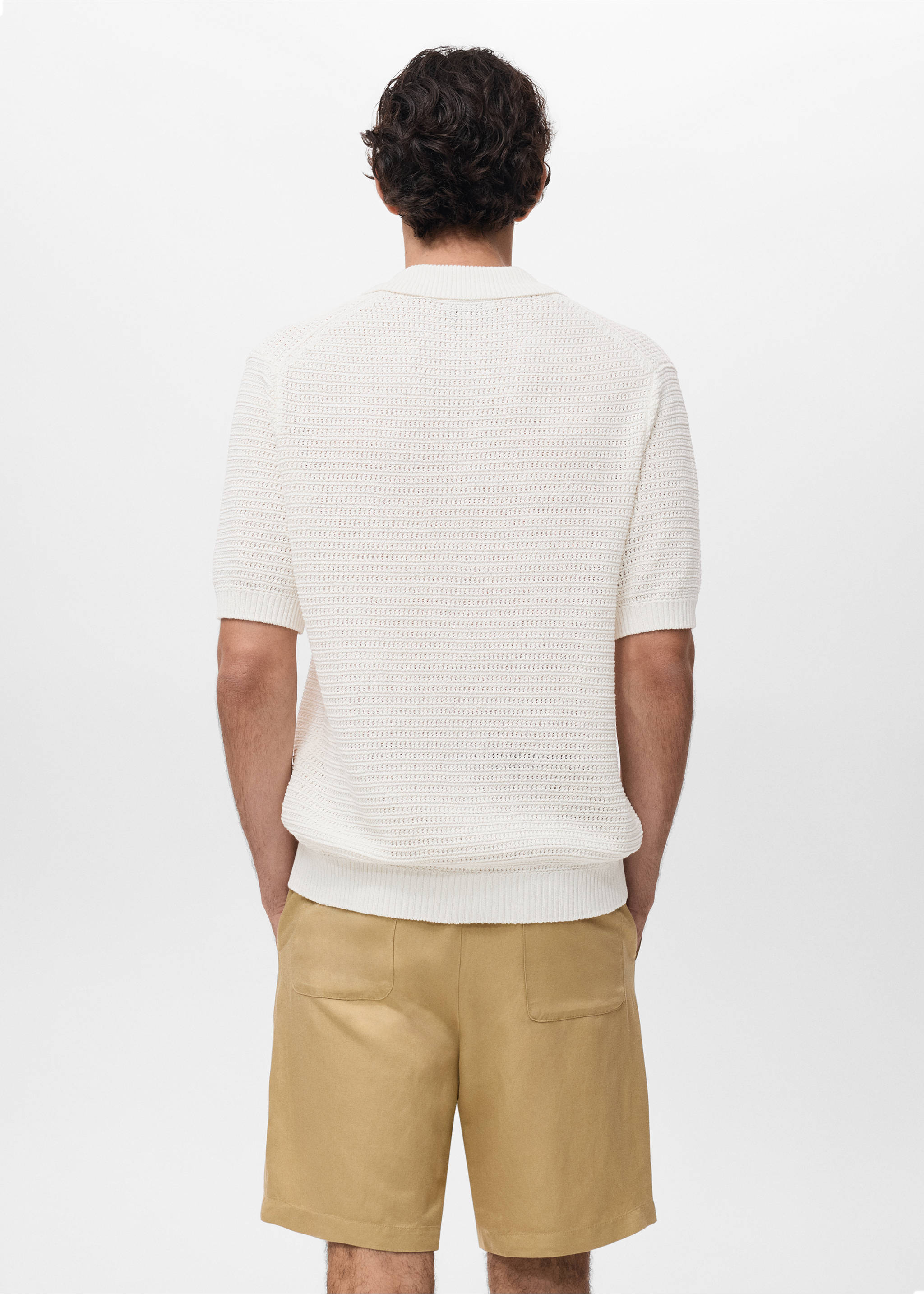 Cotton openwork knitted blouse - Reverse of the article, Off White. Ref: 17092905-00.