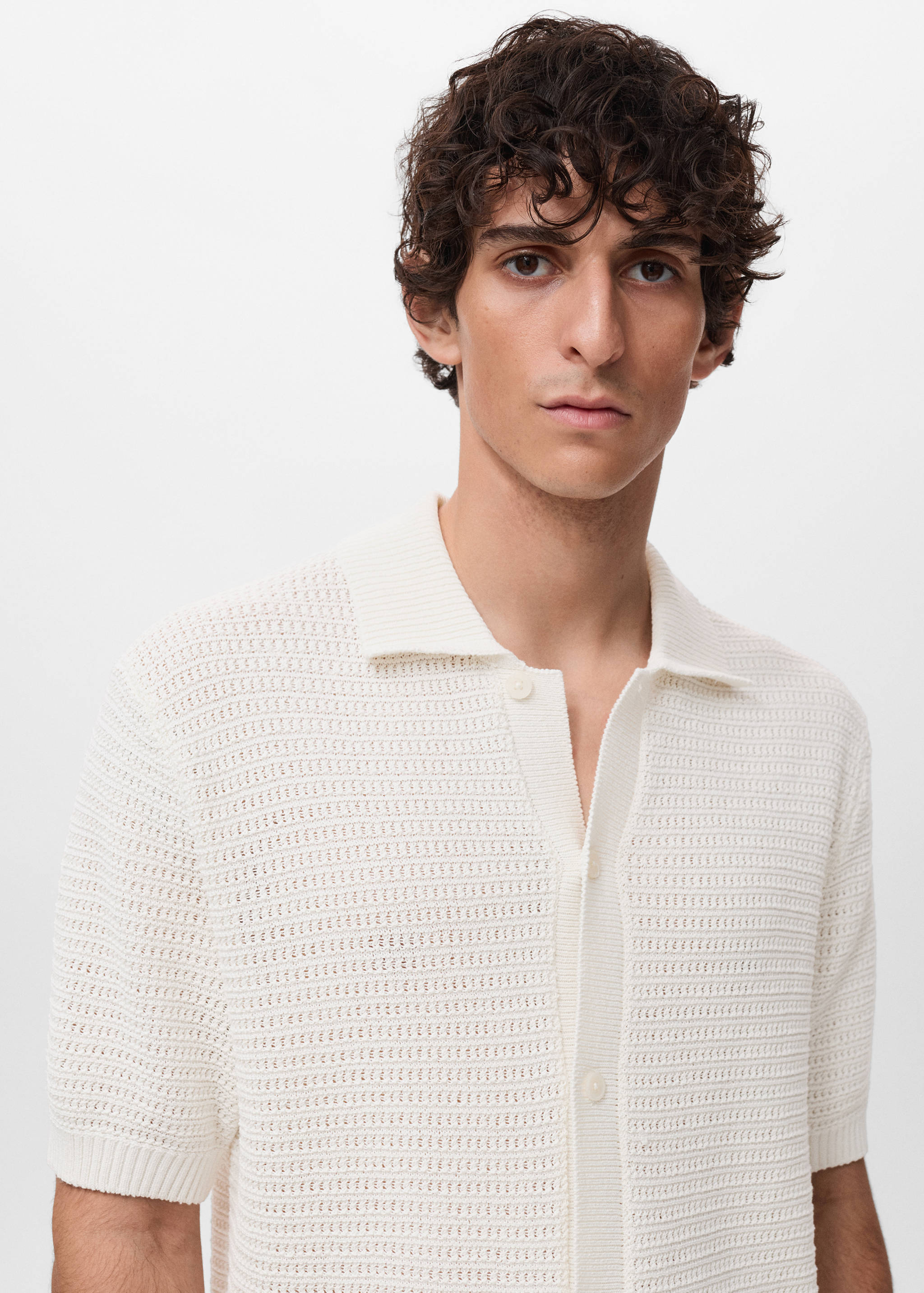 Cotton openwork knitted blouse - Details of the article 1