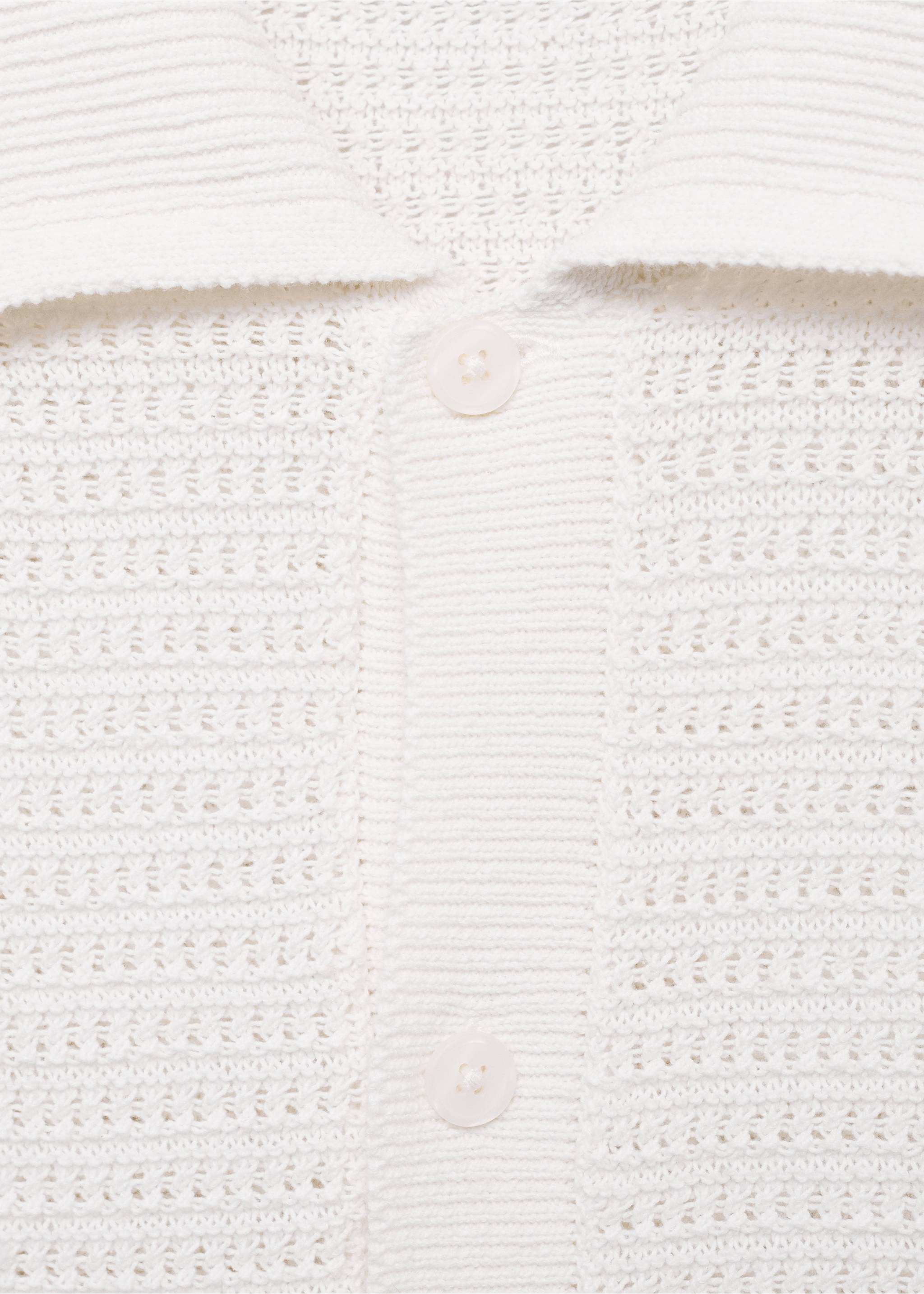 Cotton openwork knitted blouse - Details of the article 8, Off White. Ref: 17092905-00.