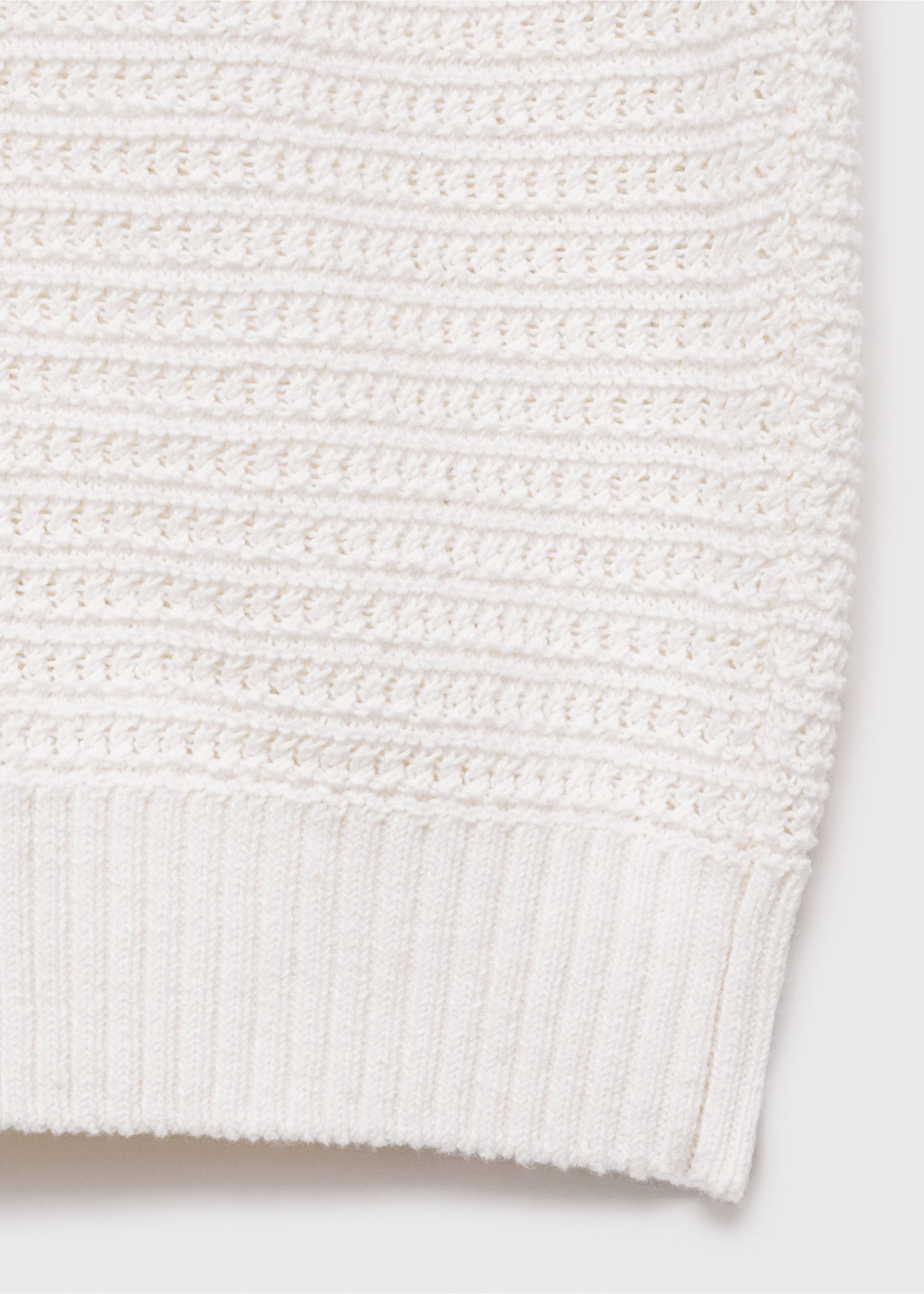 Cotton openwork knitted blouse - Details of the article 0, Off White. Ref: 17092905-00.