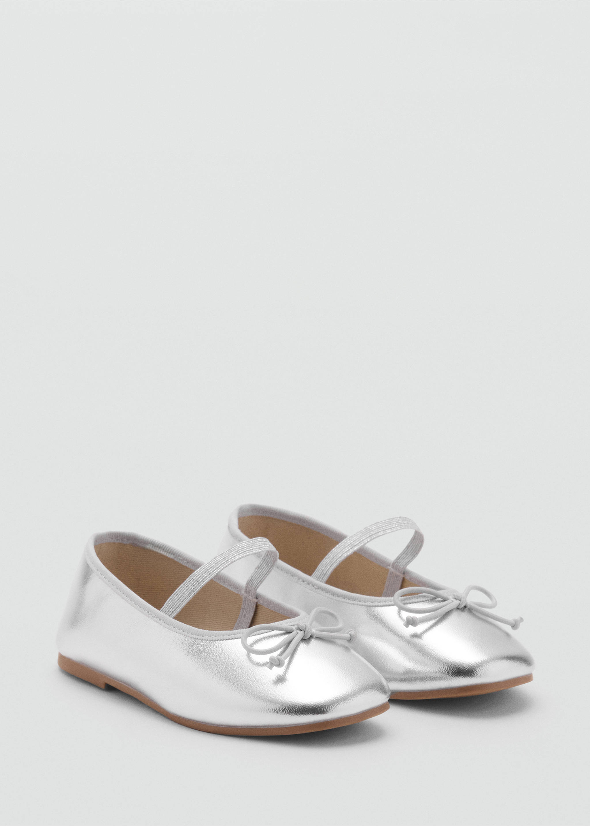 Metallic ballet flats with bow - Medium plane, Silver. Ref: 17092908-00.