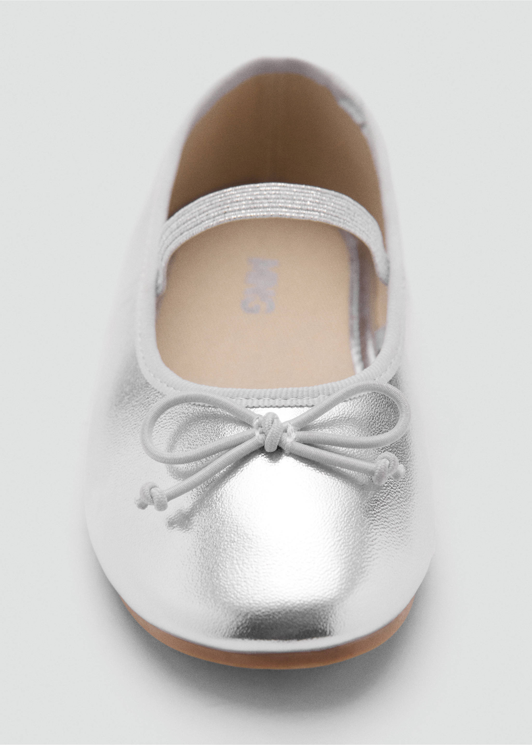 Metallic ballet flats with bow - Details of the article 3, Silver. Ref: 17092908-00.