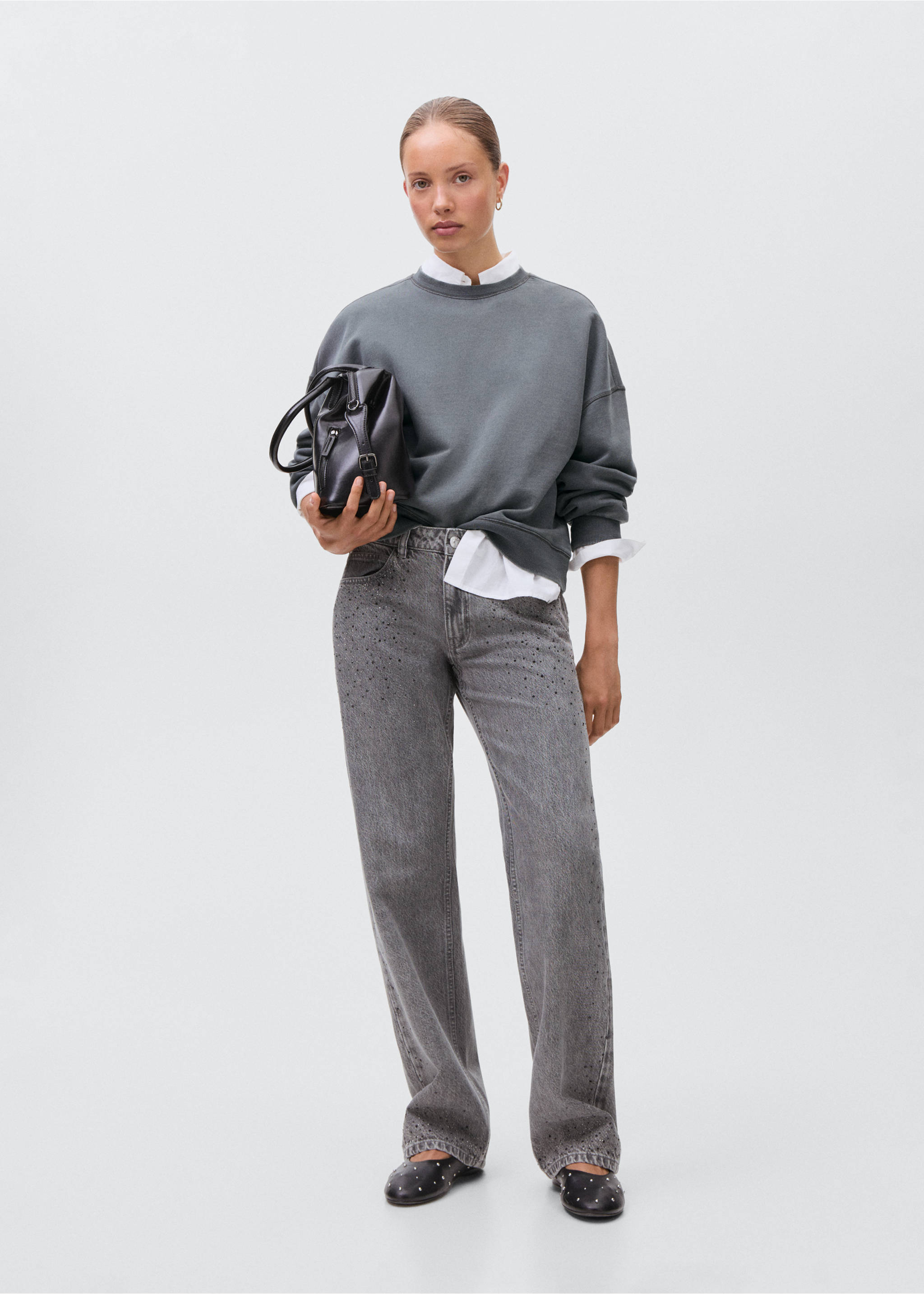 Plain cotton sweatshirt - General plane, Charcoal. Ref: 17092909-00.