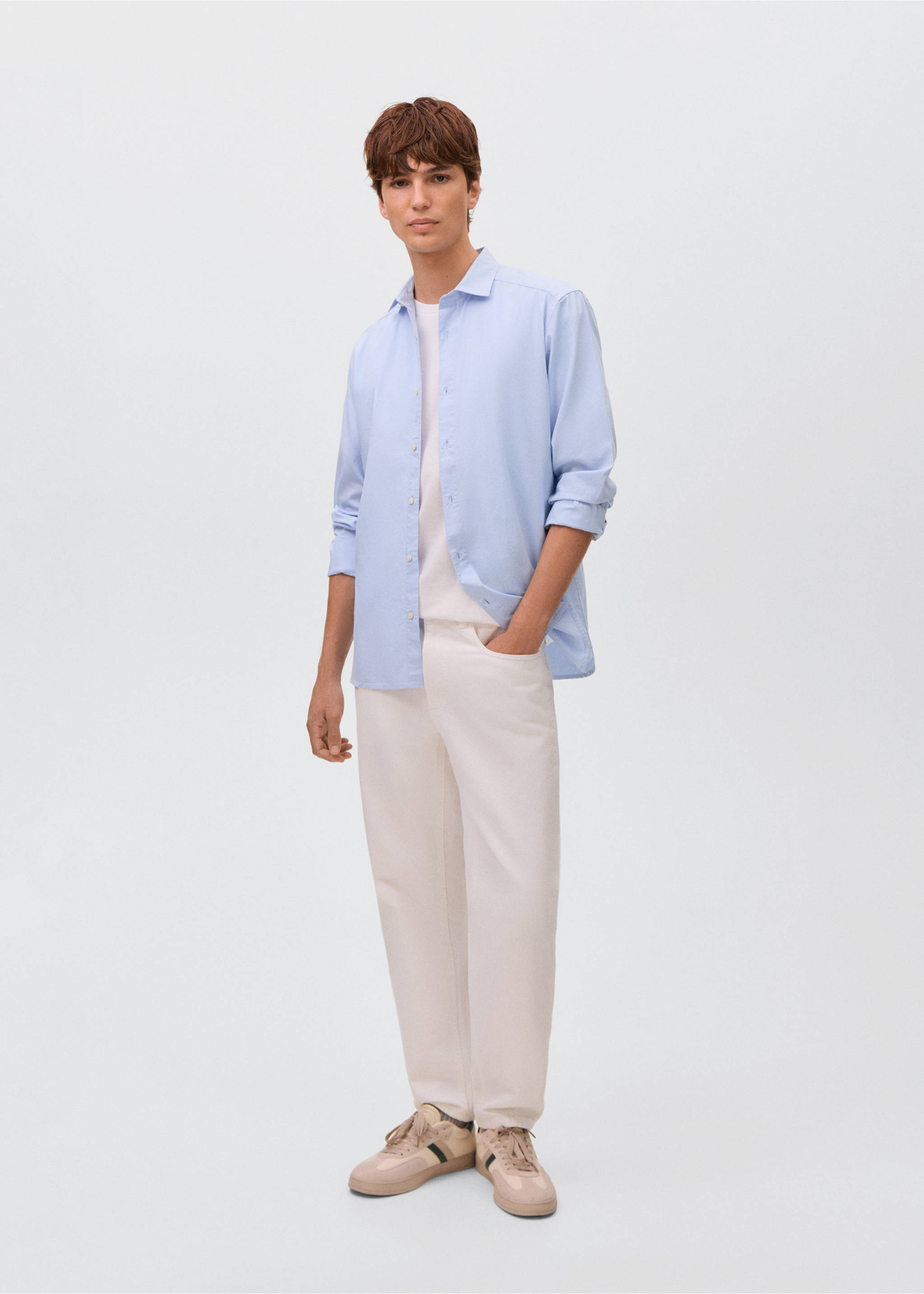 Chemise basique coton - Plan général, Bleu. Ref: 17092911-00.