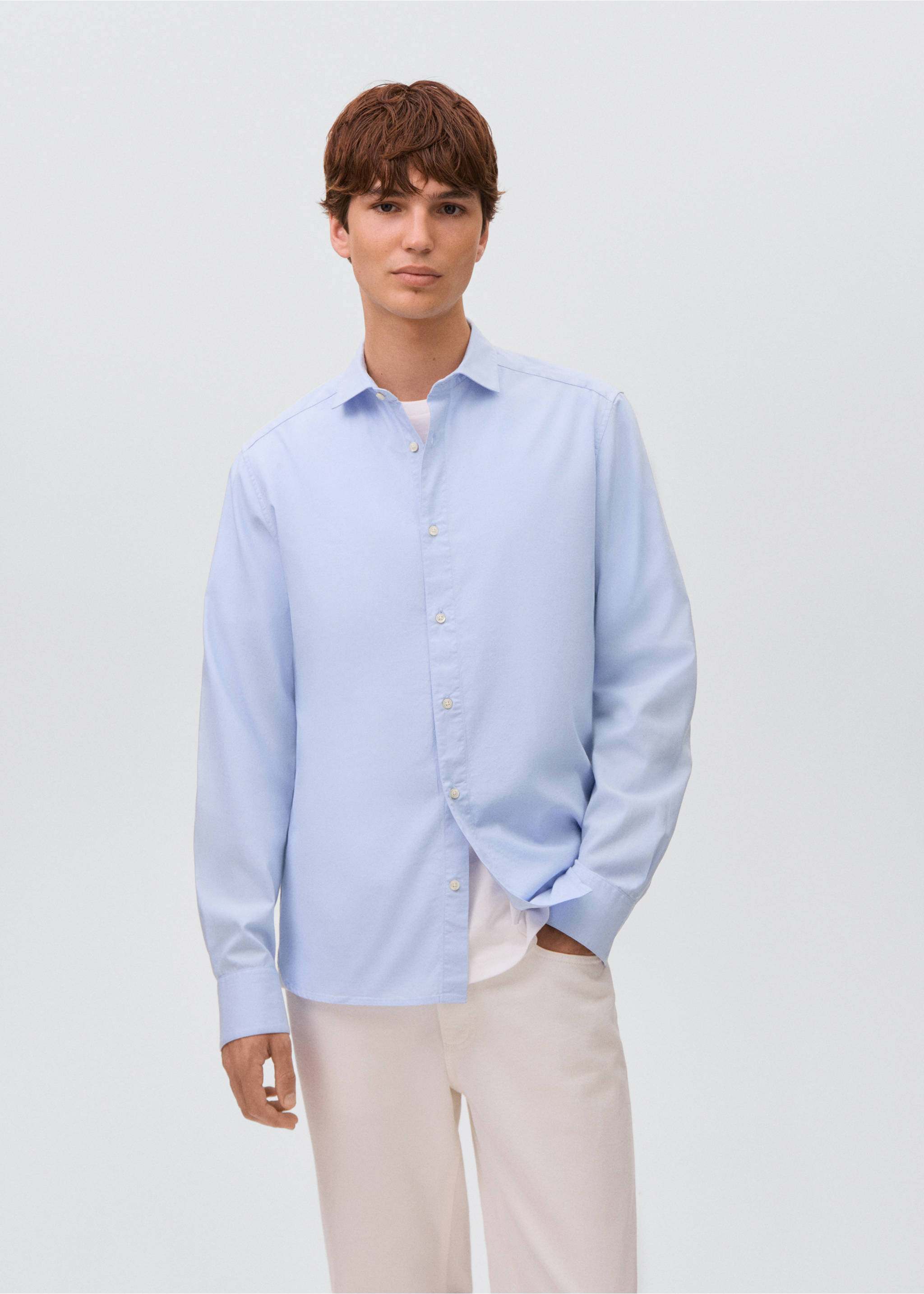 Chemise basique coton - Plan moyen, Bleu. Ref: 17092911-00.