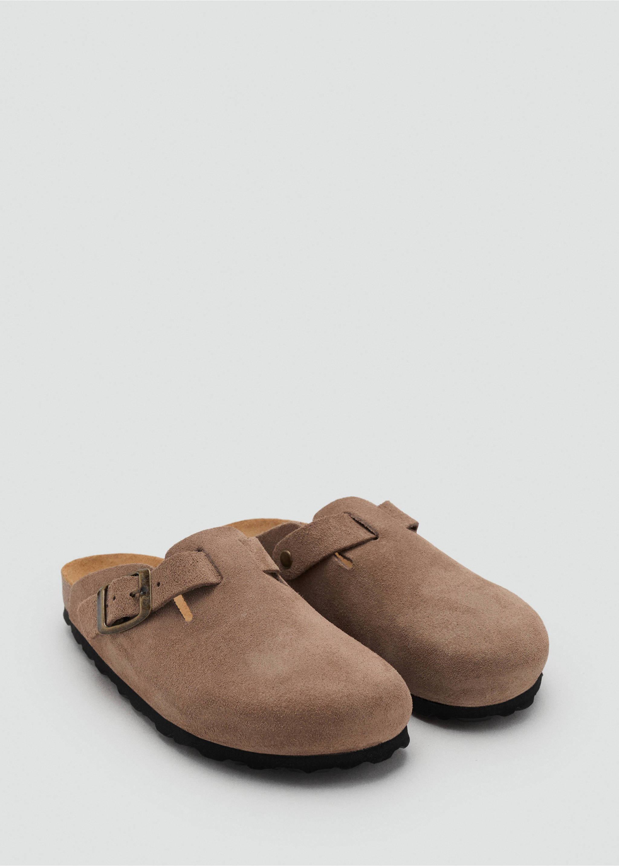 Sabots cuir boucle - Plan moyen, Marron moyen. Ref: 17092912-00.