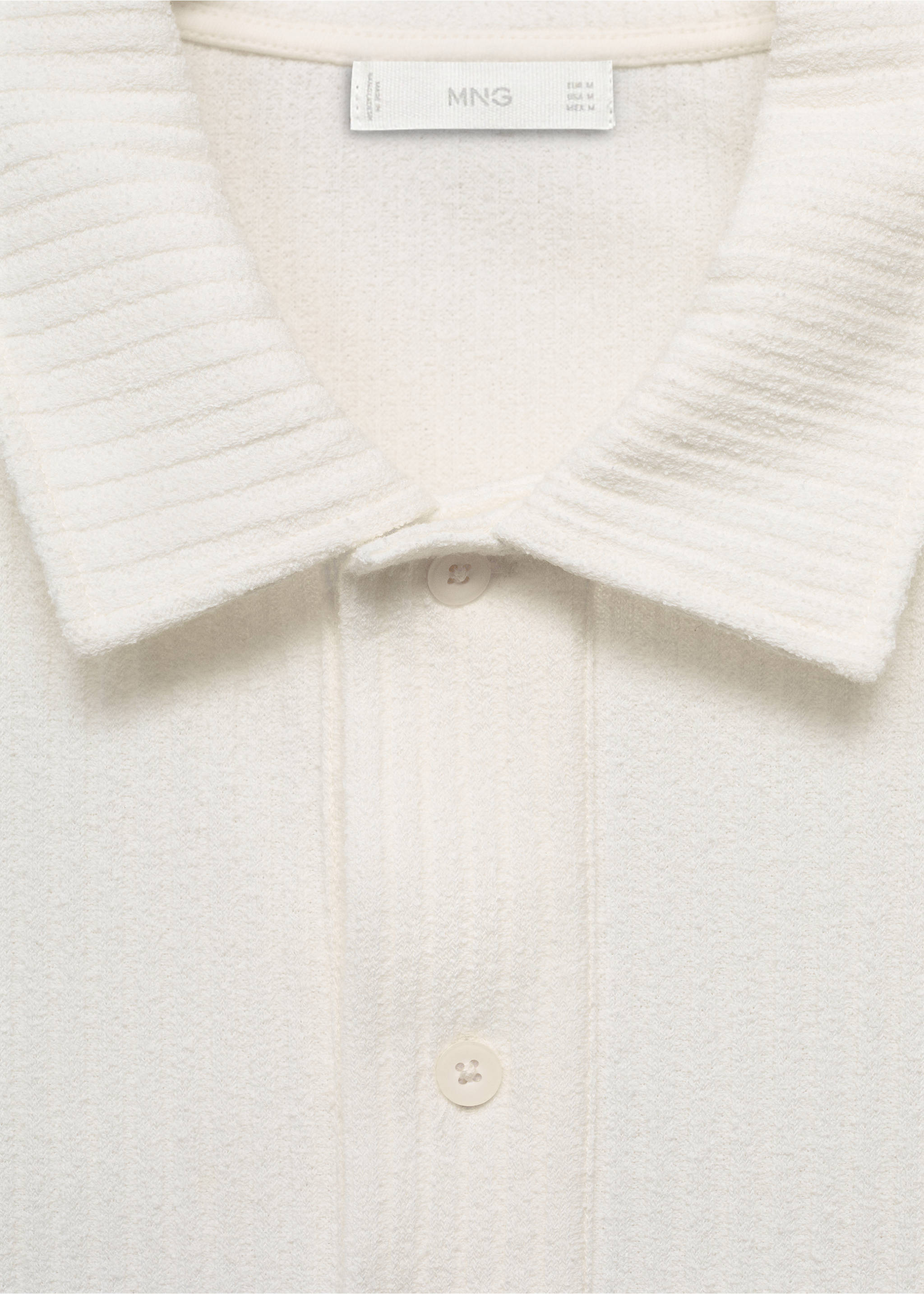 Textured knitted polo shirt - Details of the article 8, Off White. Ref: 17092921-00.