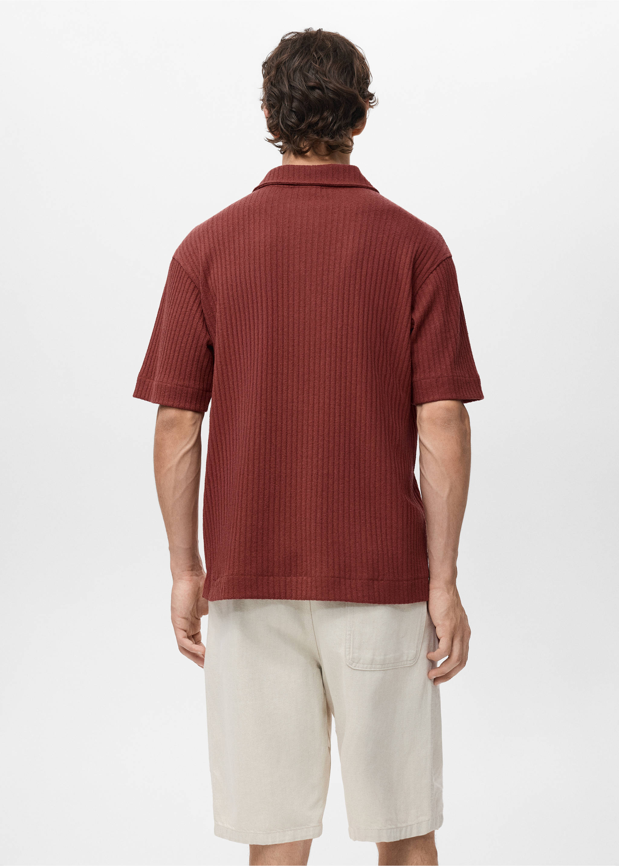 Polo maille texturé - Verso de l’article, Cerise. Ref: 17092921-00.