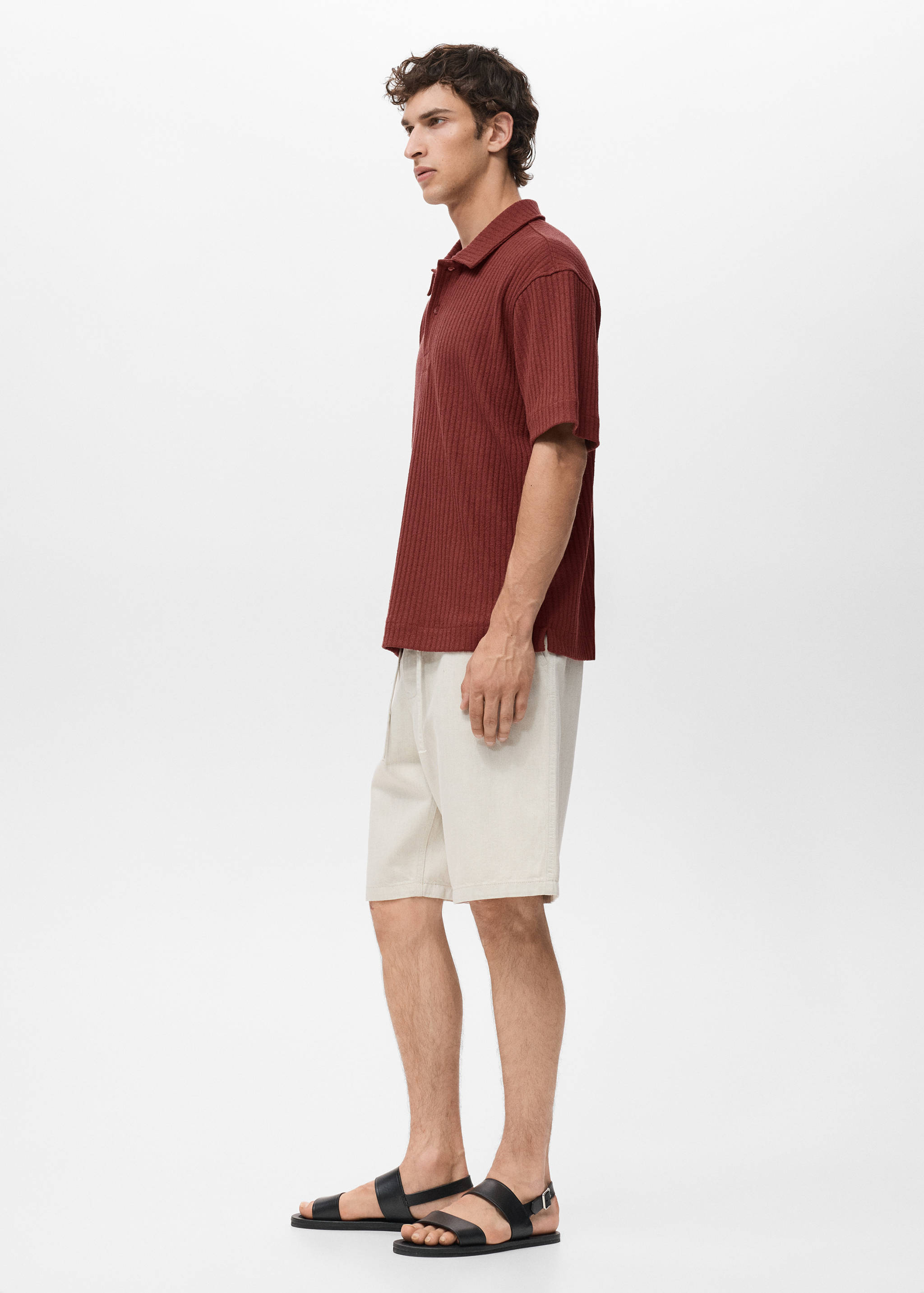 Textured knitted polo shirt - Details of the article 2