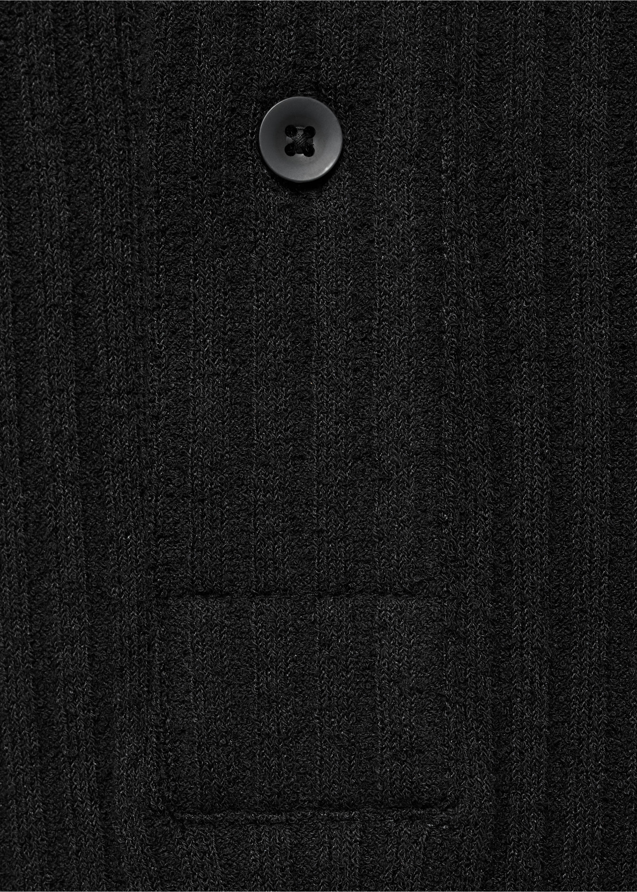 Textured knitted polo shirt - Details of the article 8, Black. Ref: 17092921-00.
