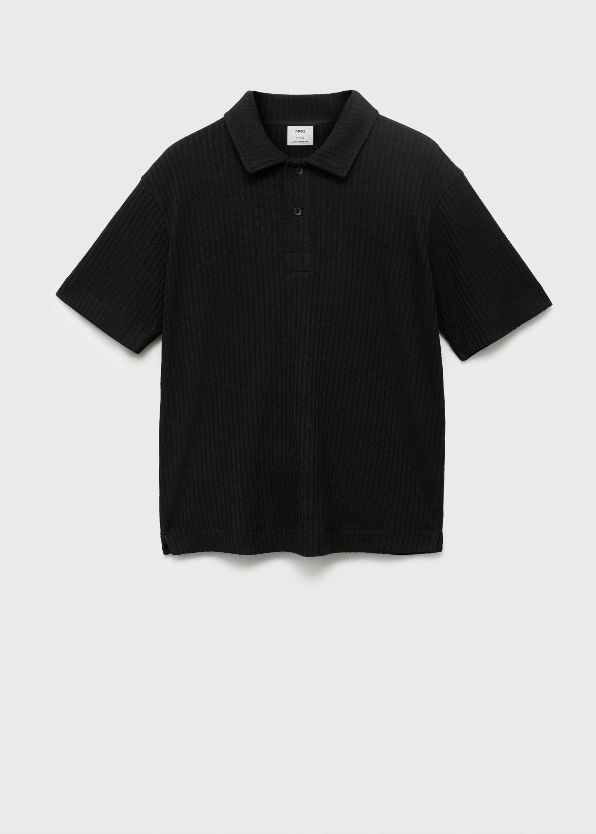 Textured knitted polo shirt - Article without model, Black. Ref: 17092921-00.