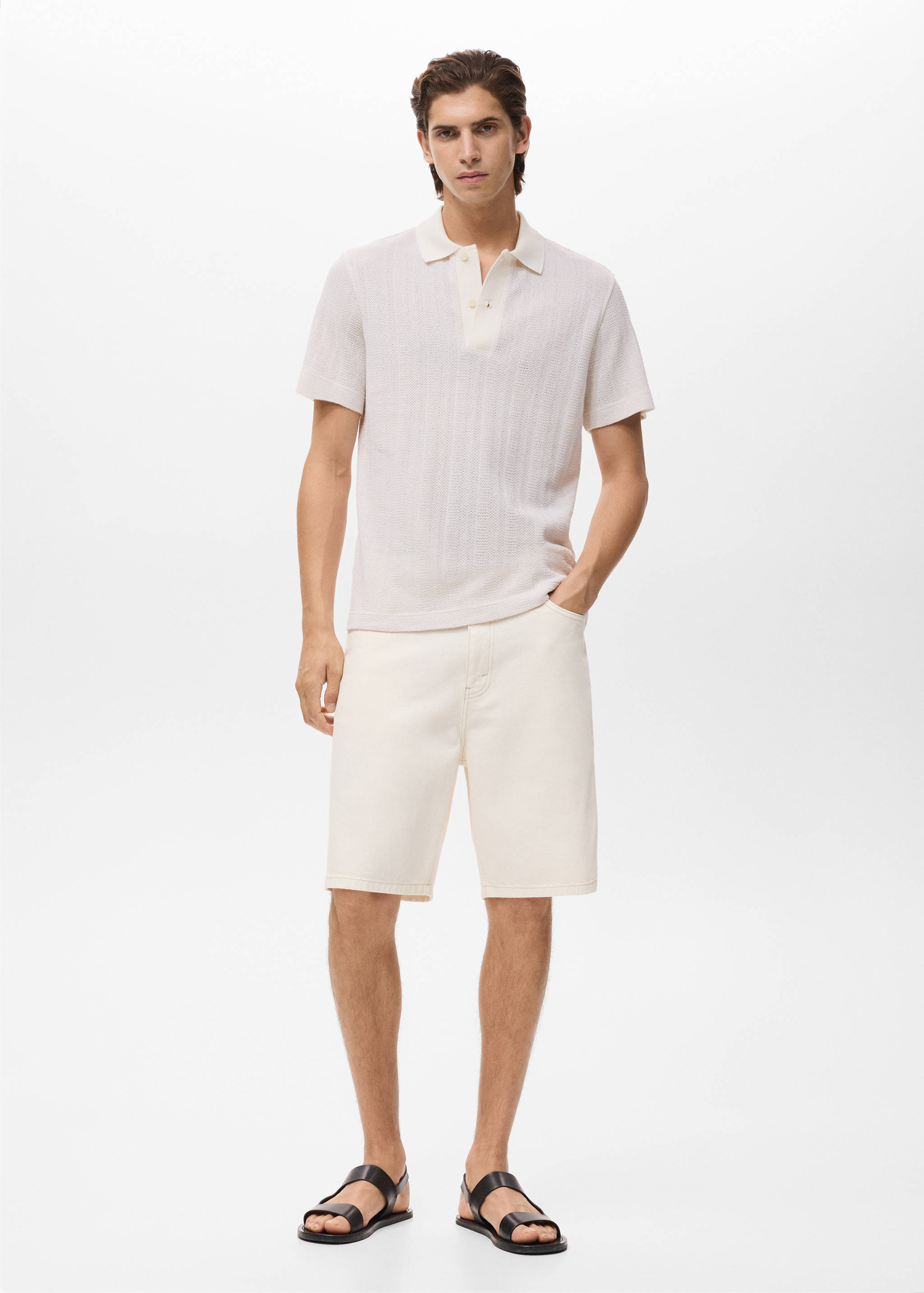Polo maille ajourée coton - Plan général