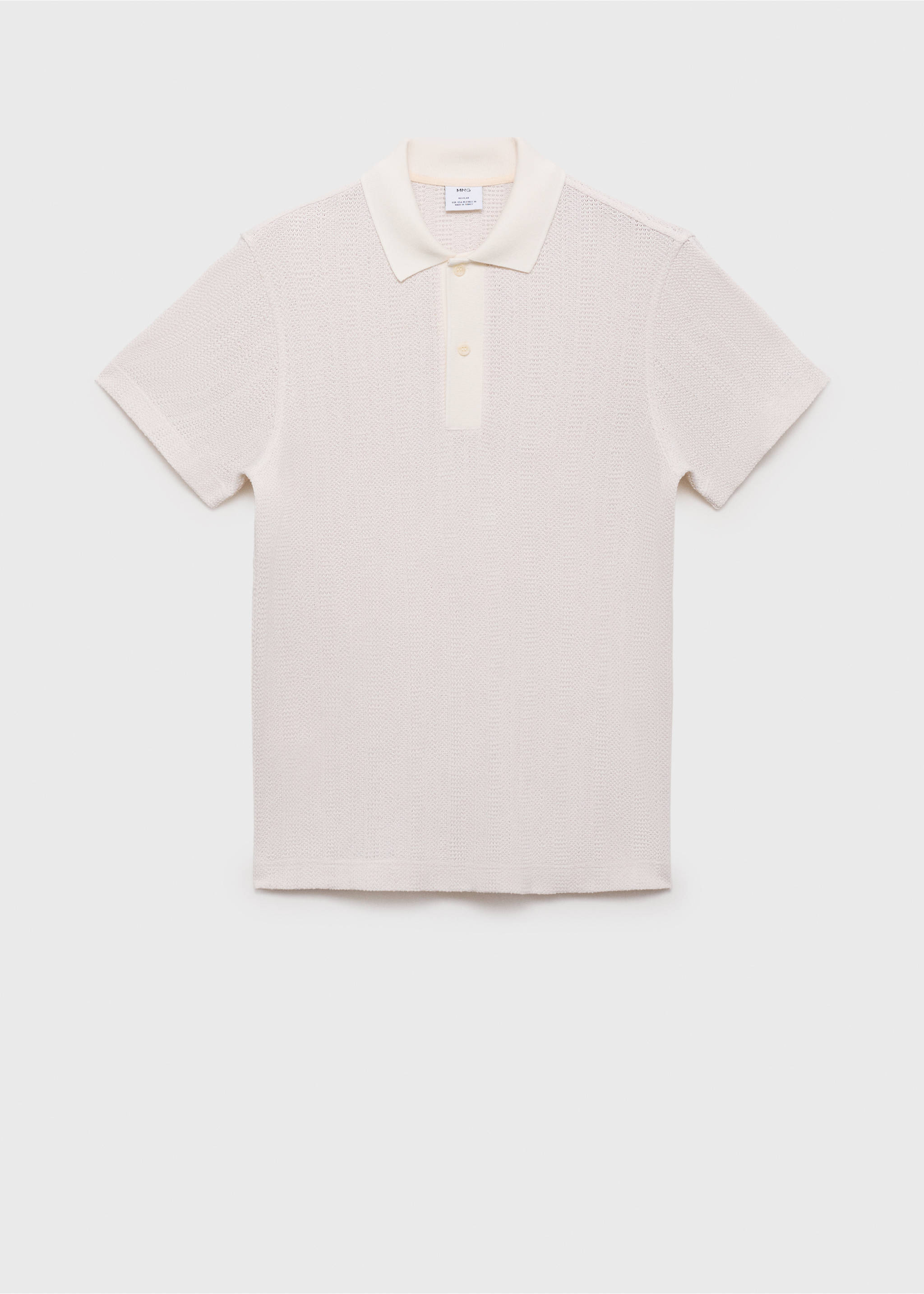 Polo maille ajourée coton - Article sans modèle, Blanc cassé. Ref: 17092922-00.
