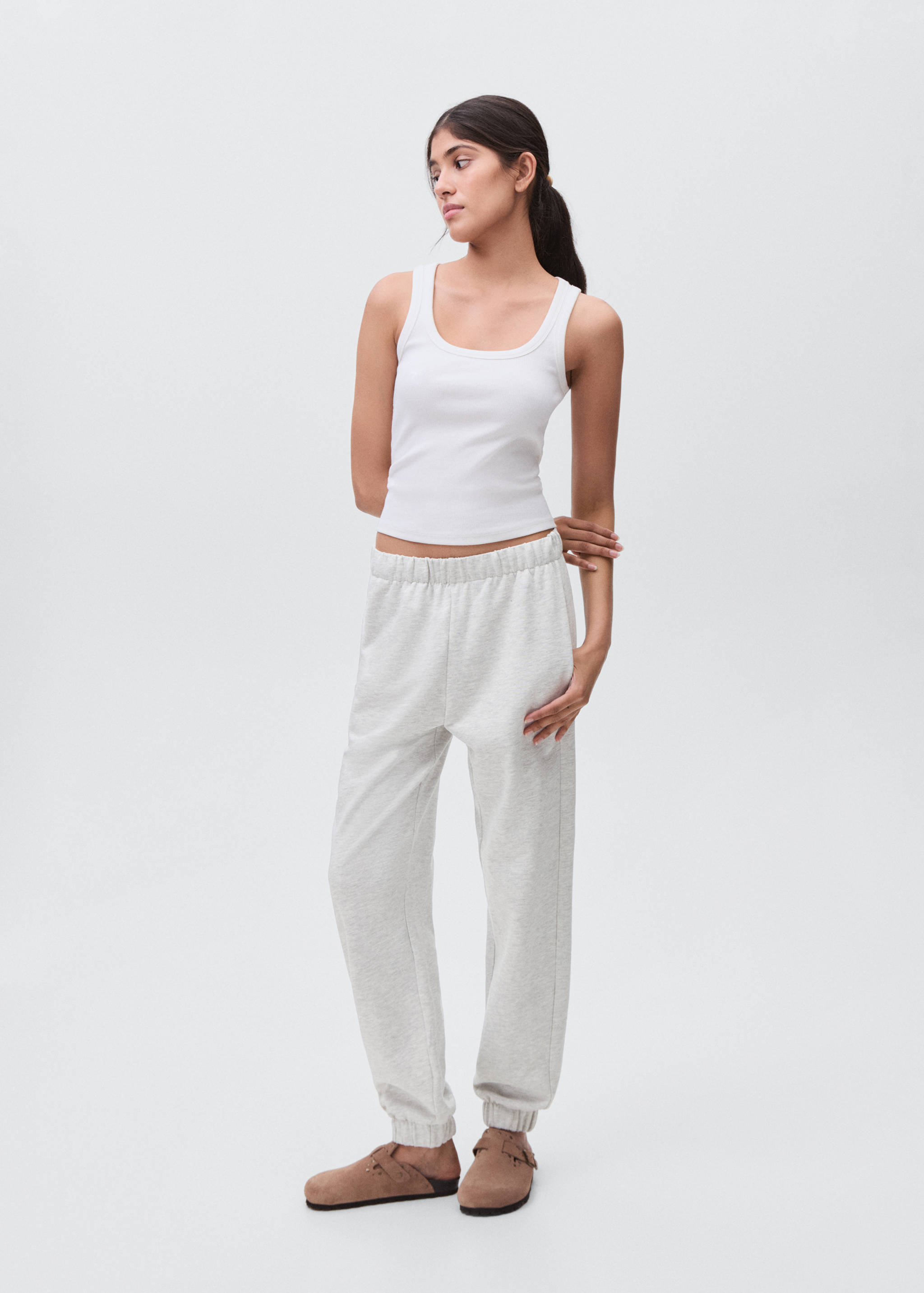 Cotton joggers with elastic waist - General plane