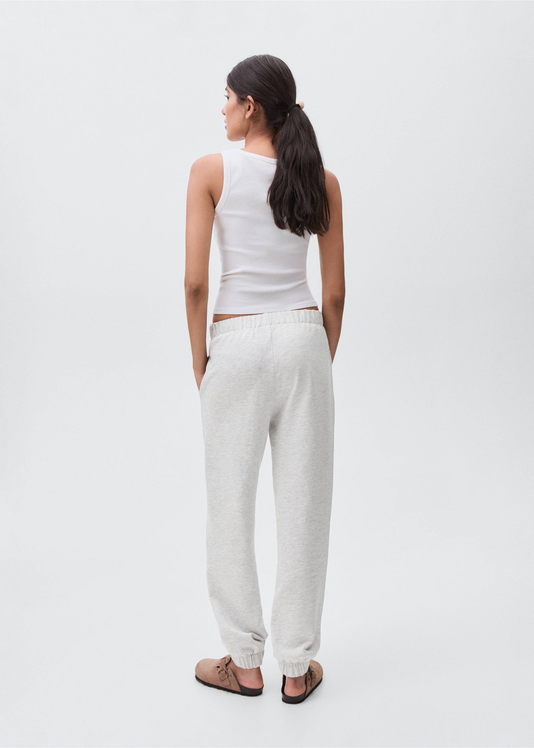 Cotton joggers with elastic waist - Reverse of the article, Light Heather Grey. Ref: 17092925-00.