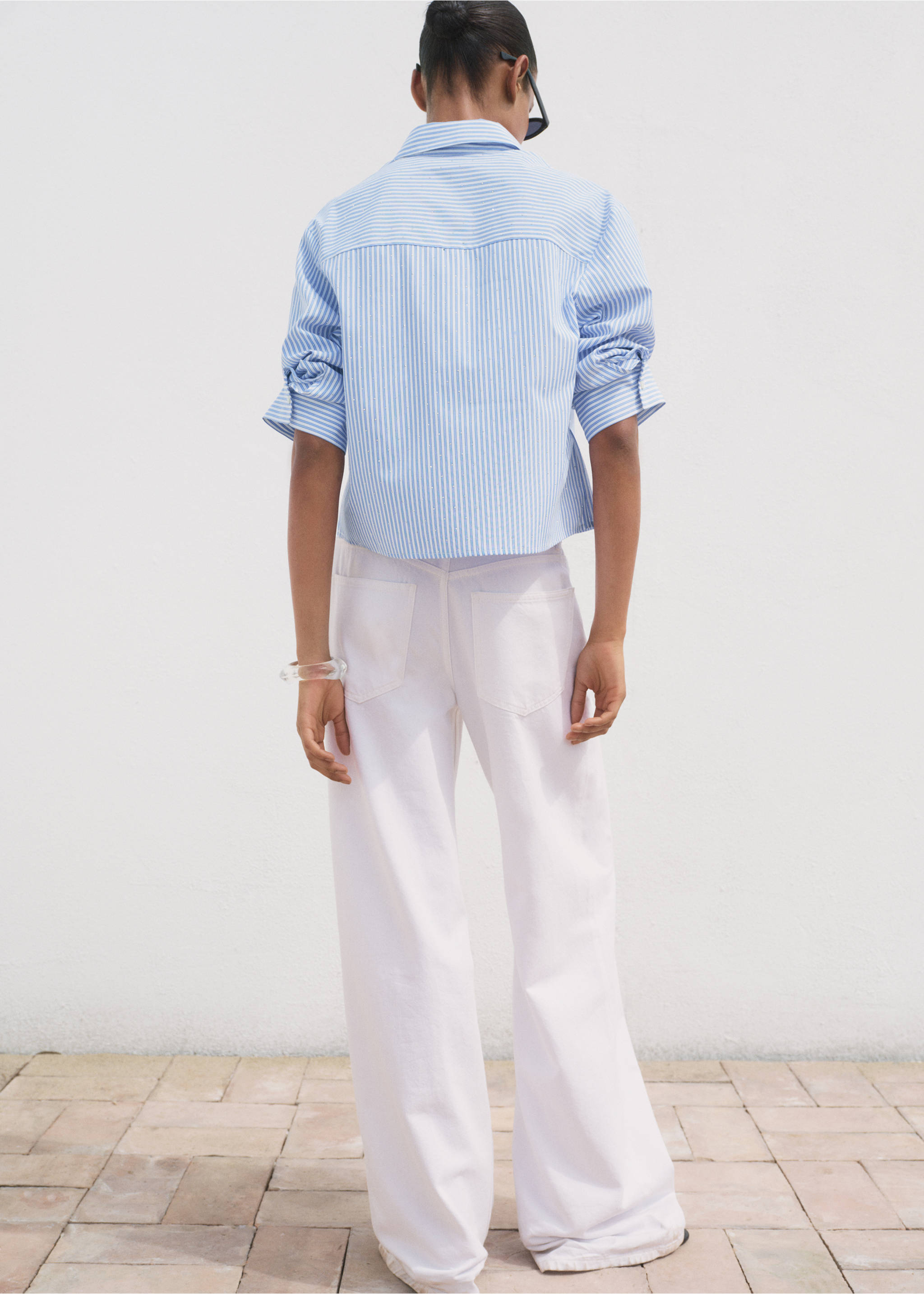 Chemise crop strass - Verso de l’article, Bleu. Ref: 17092927-00.