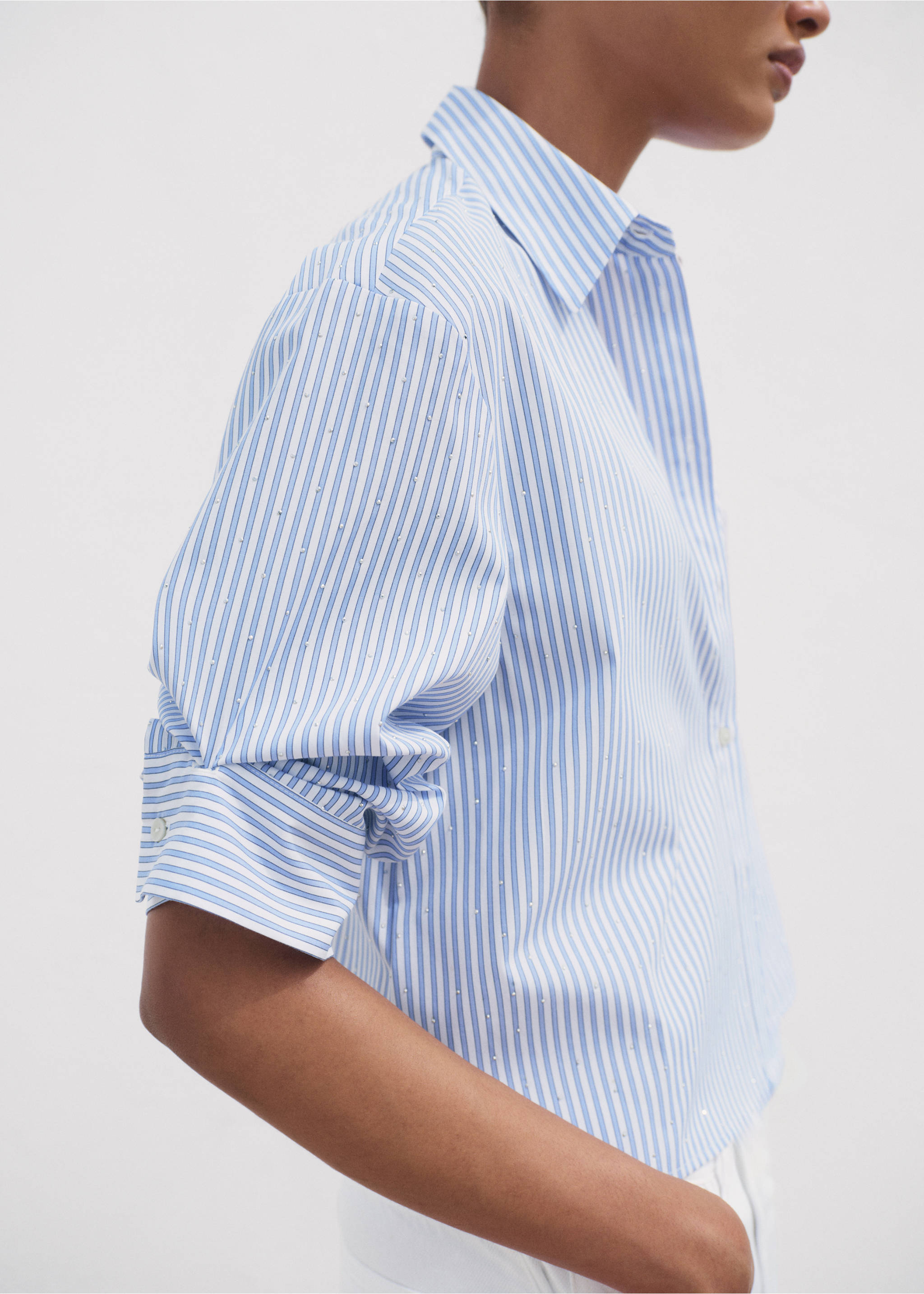 Chemise crop strass - Détail de l'article 2, Bleu. Ref: 17092927-00.