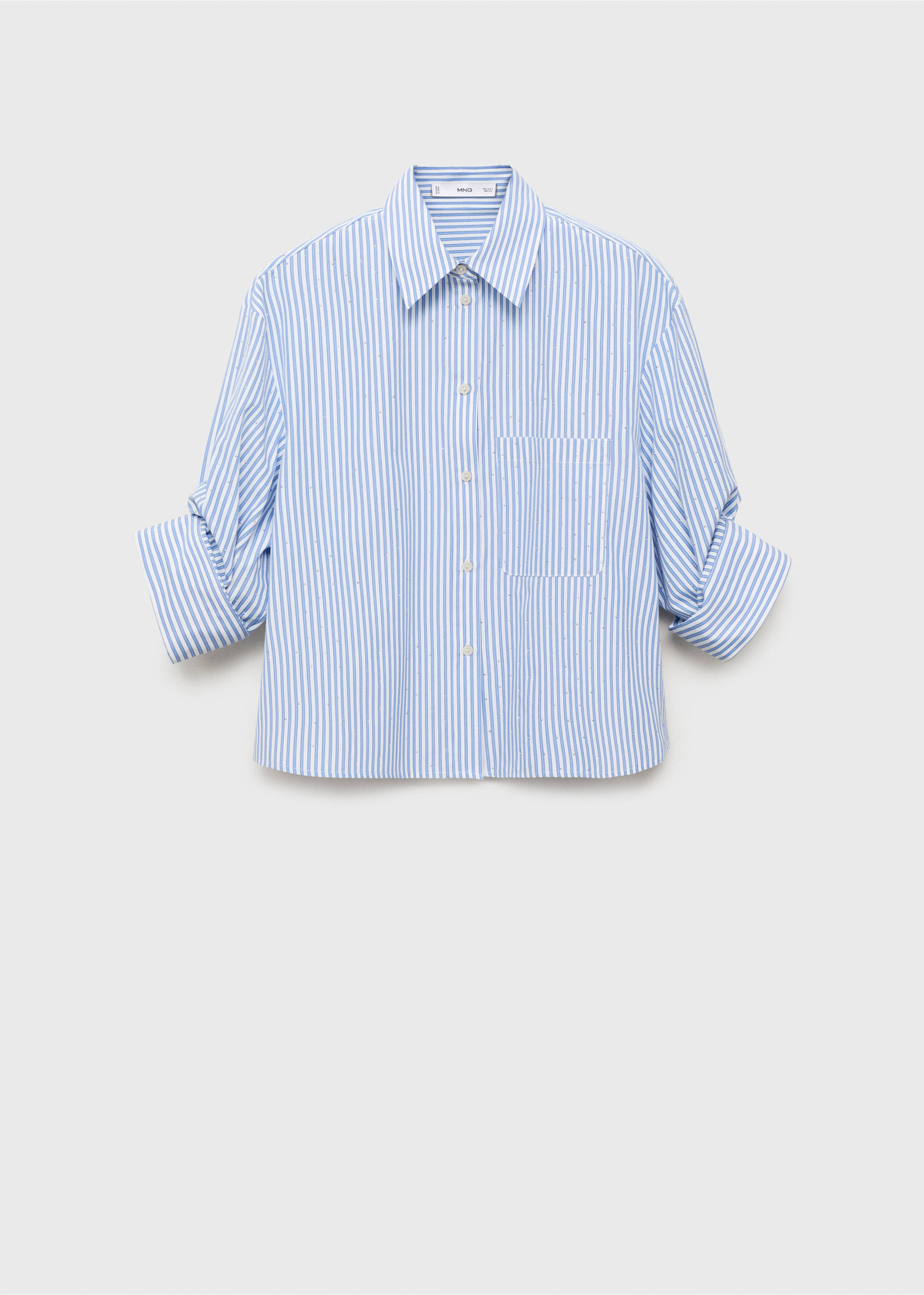 Chemise crop strass - Article sans modèle, Bleu. Ref: 17092927-00.
