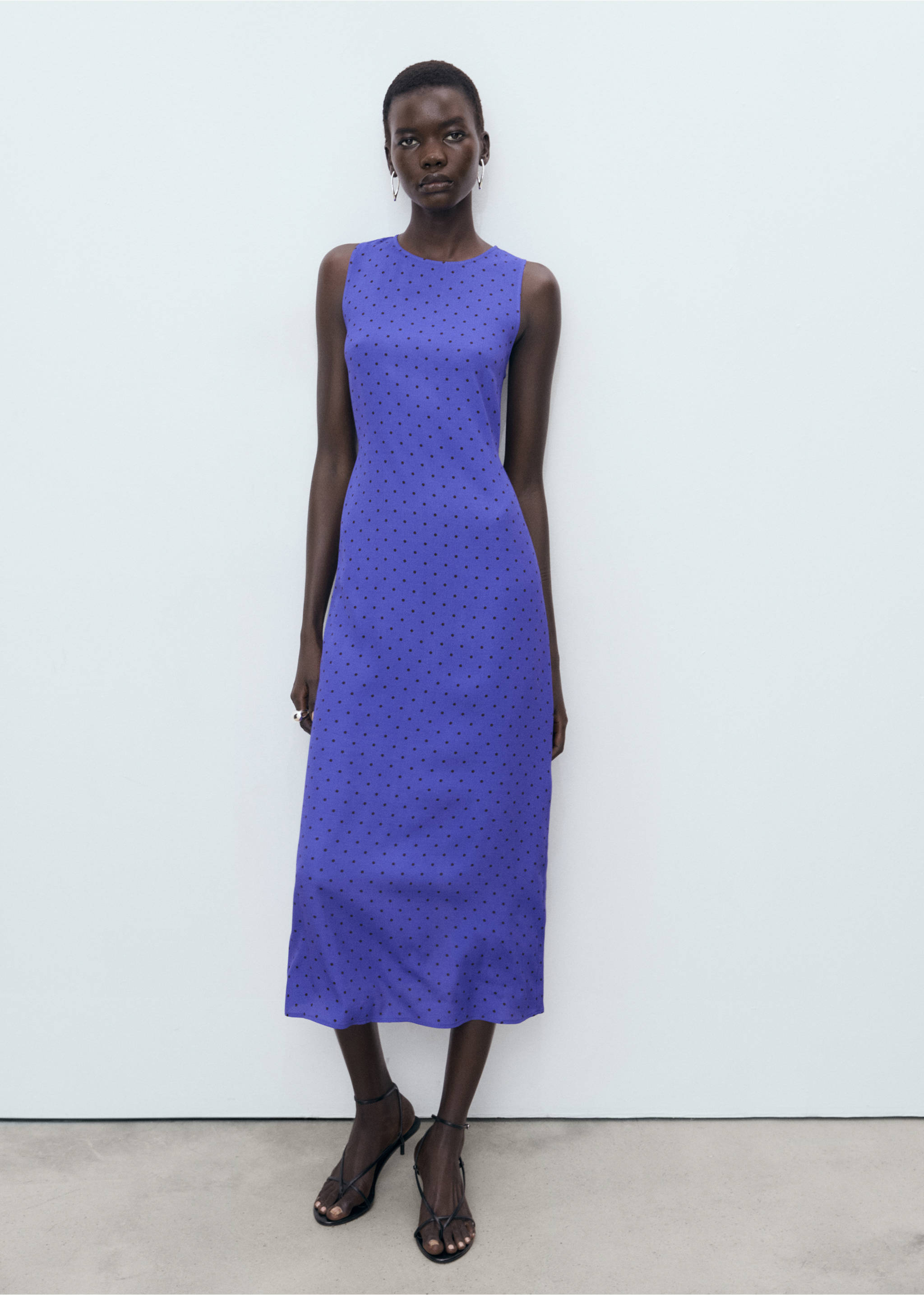 Polka-dot dress with bow - General plane, Blue. Ref: 17092928-00.