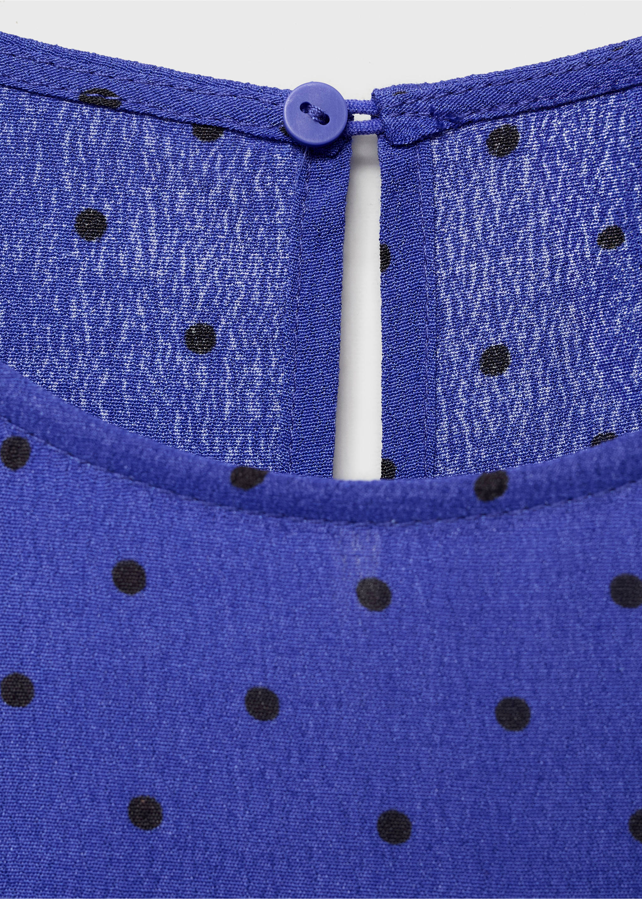 Polka-dot dress with bow - Details of the article 8, Blue. Ref: 17092928-00.