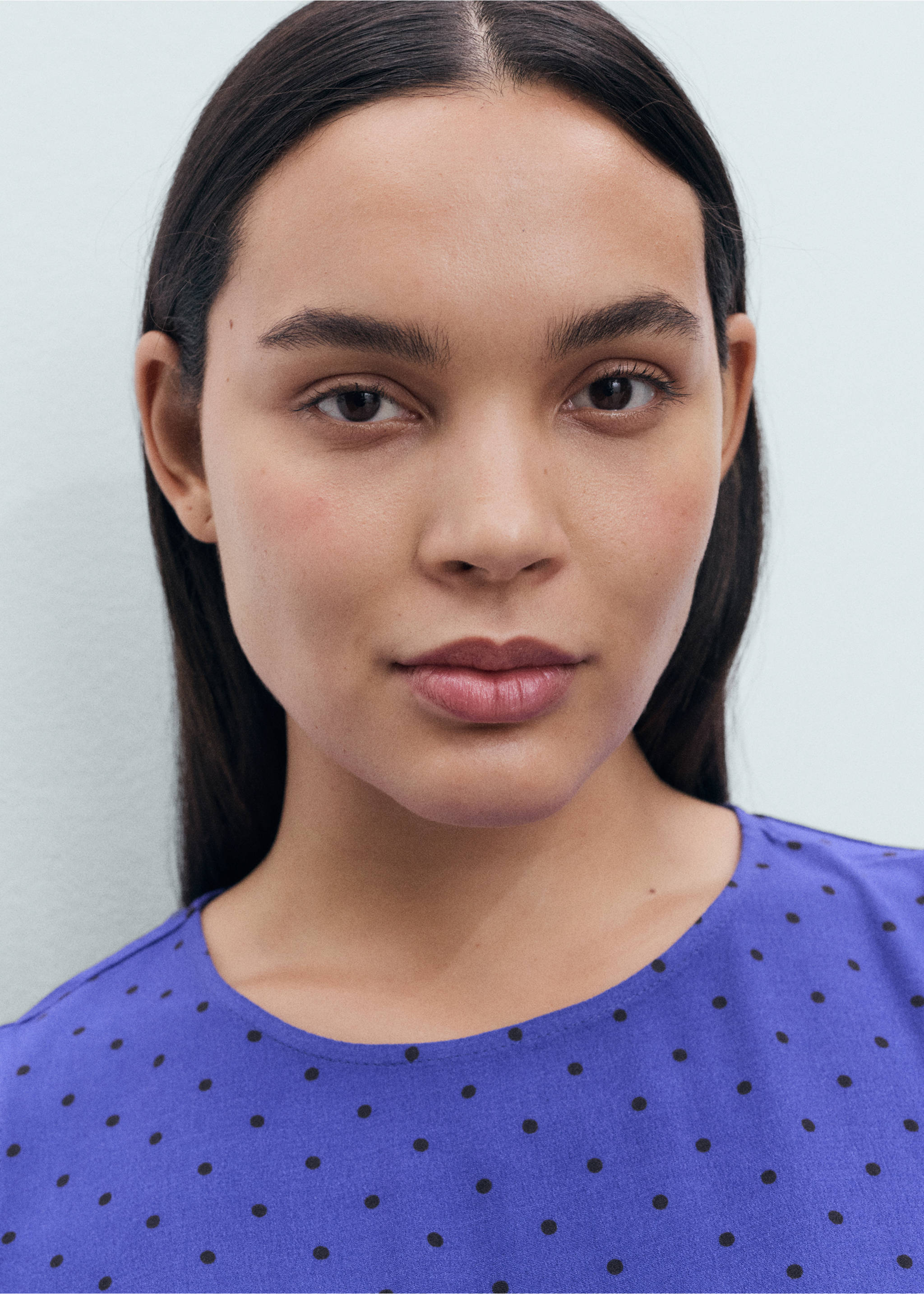 Polka-dot dress with bow - Details of the article 4, Blue. Ref: 17092928-00.
