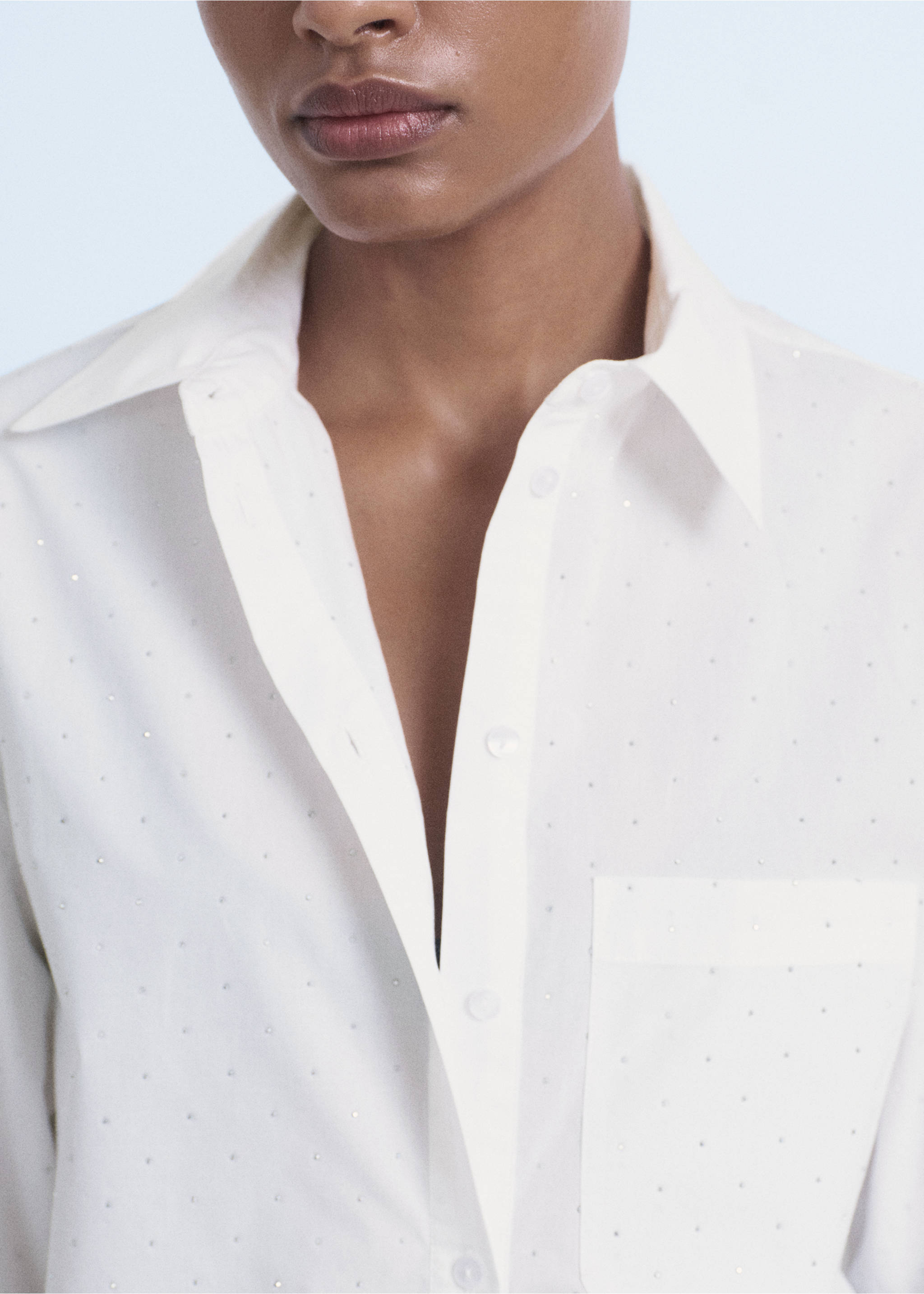 Rhinestone cropped shirt - Details of the article 1, Off White. Ref: 17092929-00.