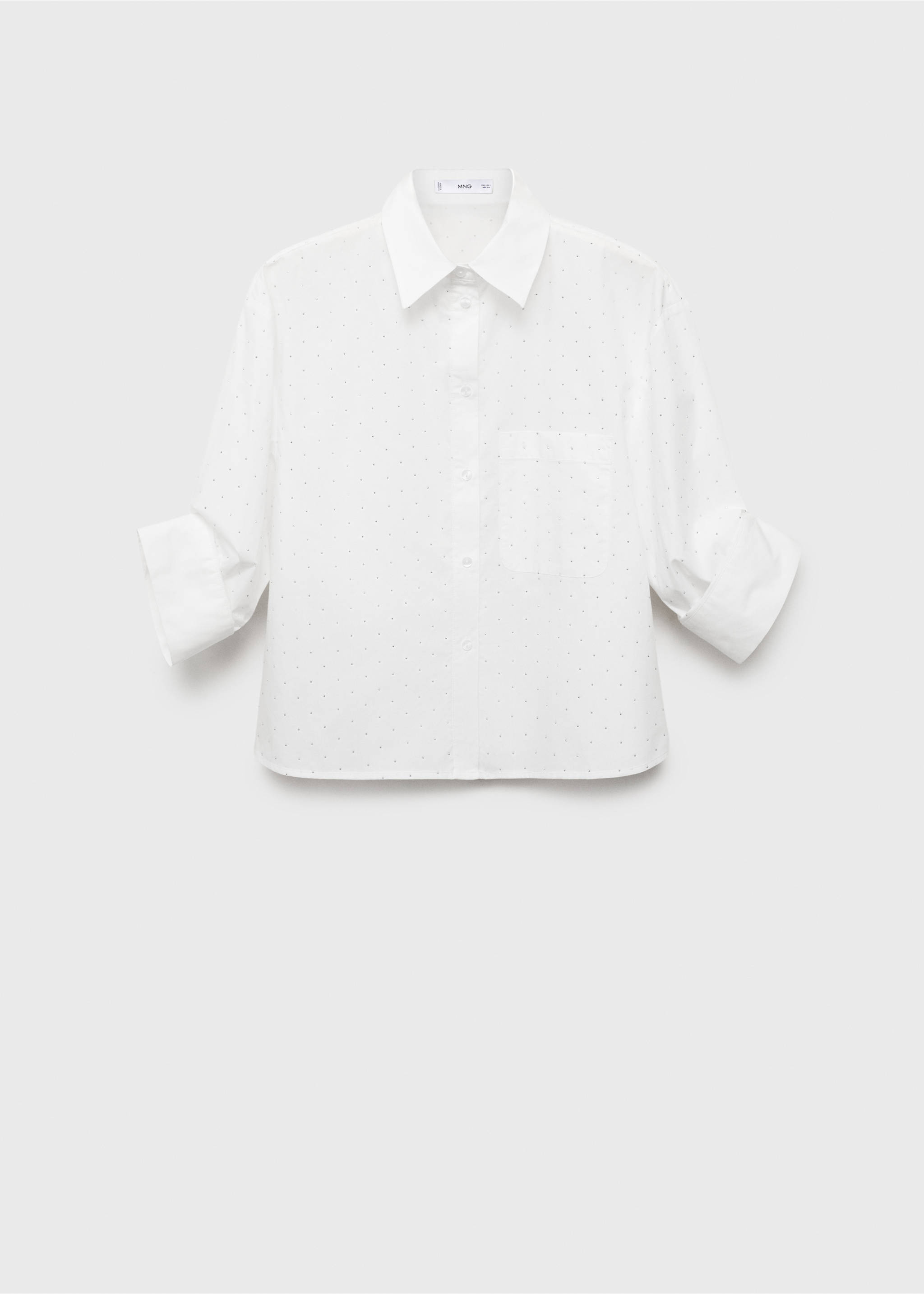 Rhinestone cropped shirt - Article without model, Off White. Ref: 17092929-00.