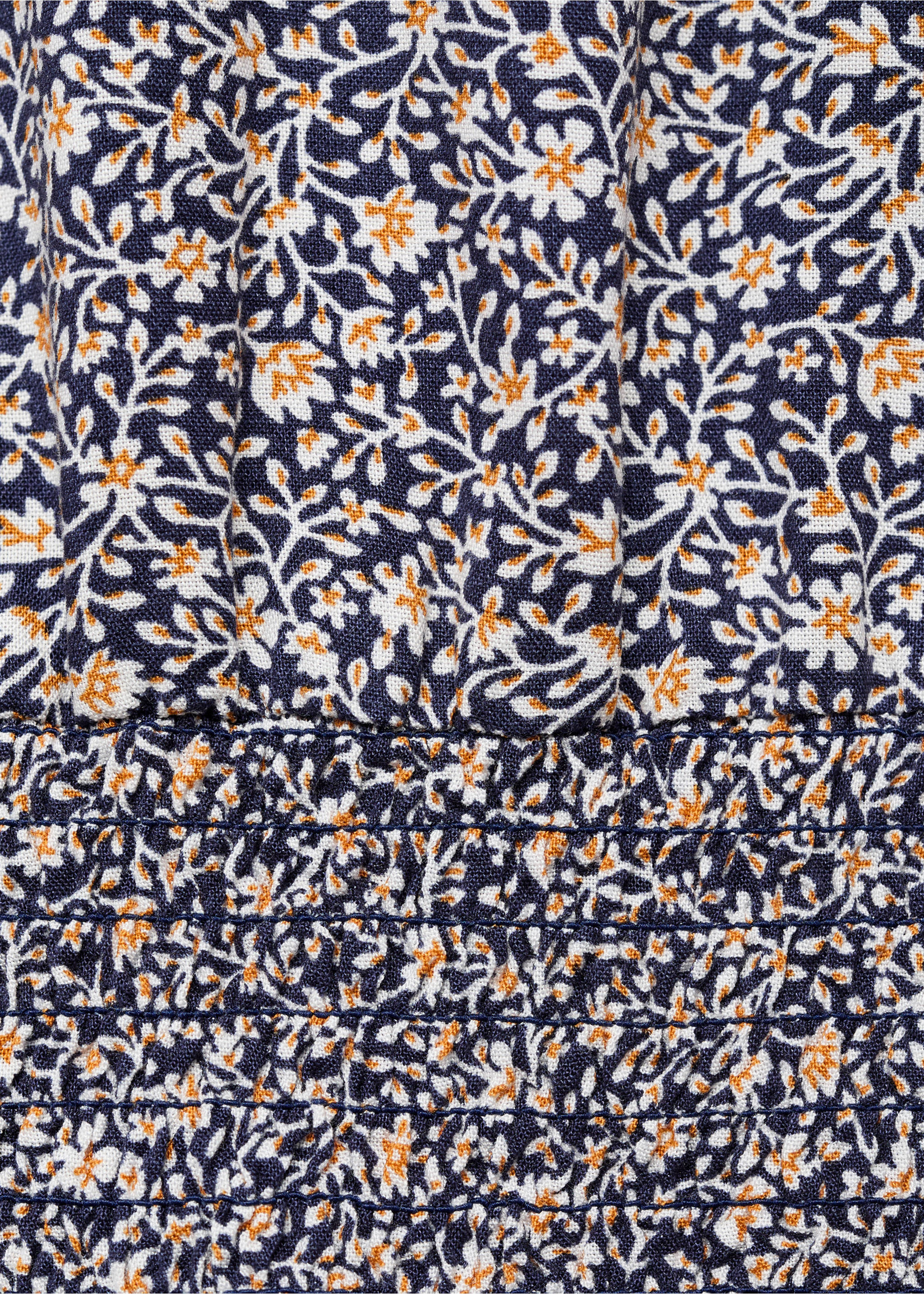 Vestit frunzit floral - Detall de l'article 0, Blau marí. Ref: 17093273-00.