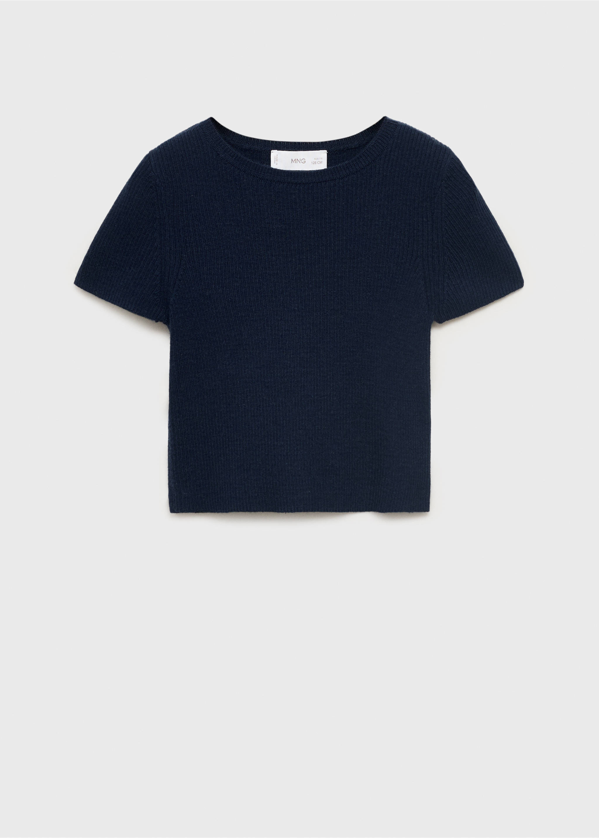 T-shirt maille côtelée - Article sans modèle, Bleu marine. Ref: 17093279-00.