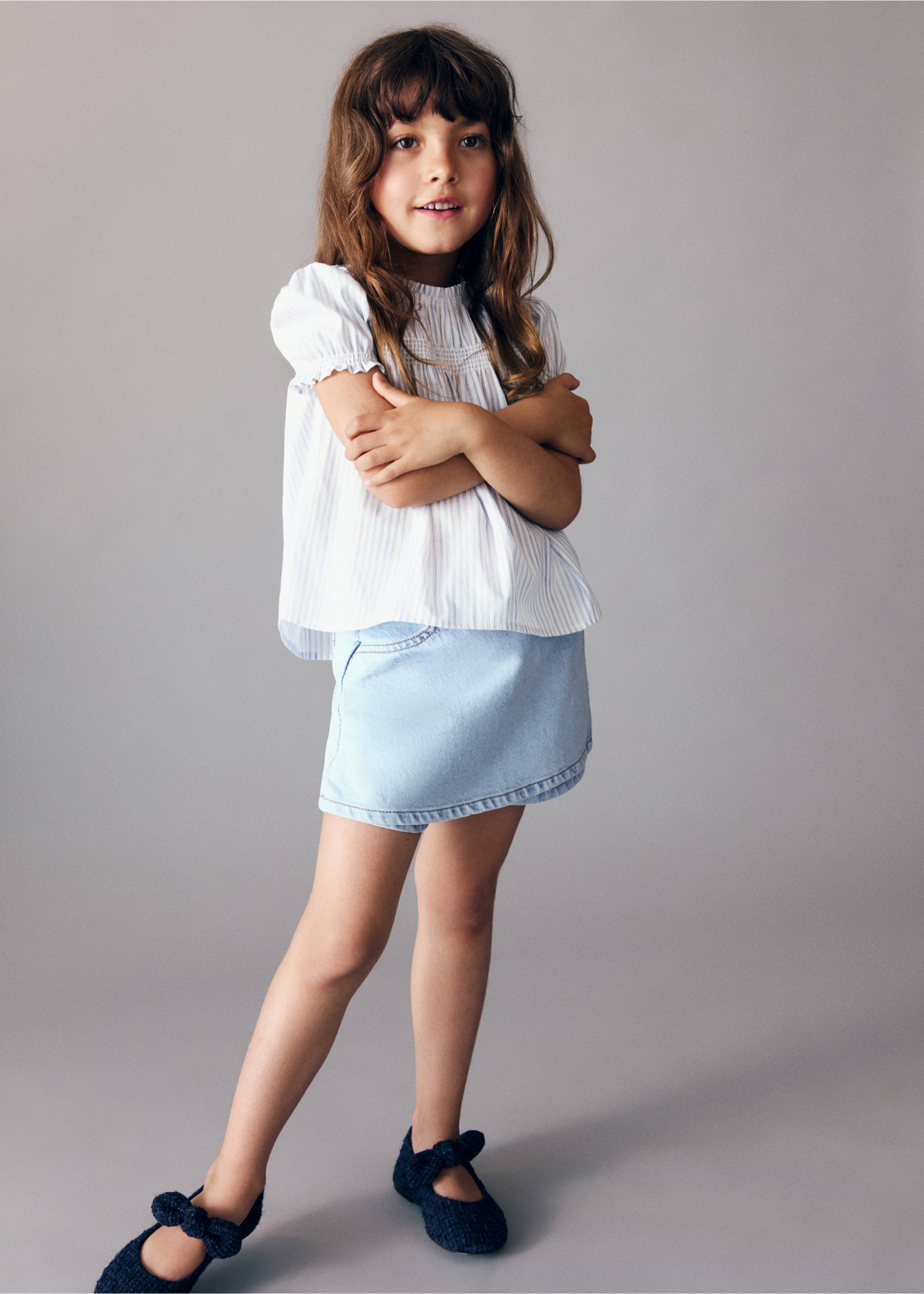 Wrapped denim skort - General plane, Light Blue. Ref: 17093280-00.