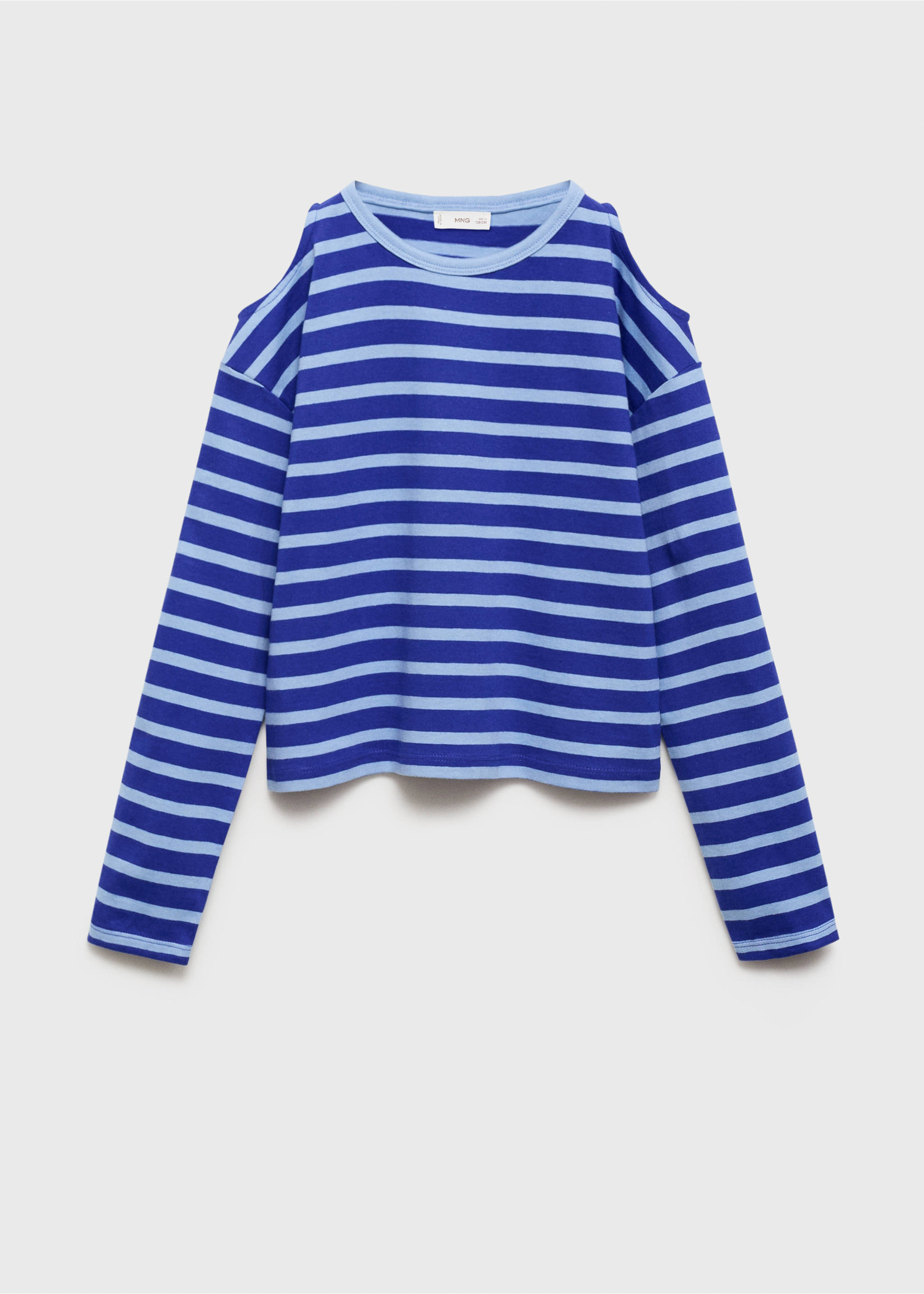 Striped t-shirt with cut-out - Article without model, Vibrant blue. Ref: 17093281-00.