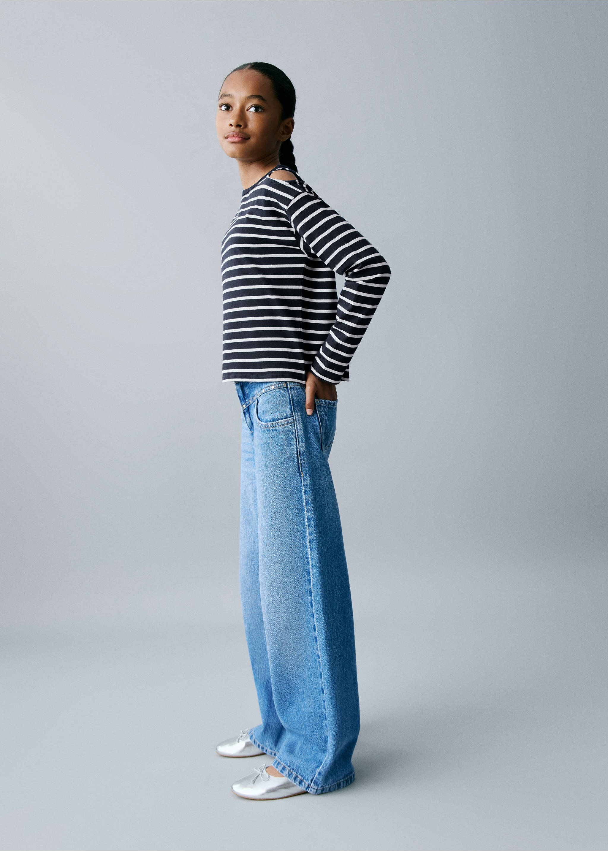Striped t-shirt with cut-out - General plane, Navy. Ref: 17093281-00.
