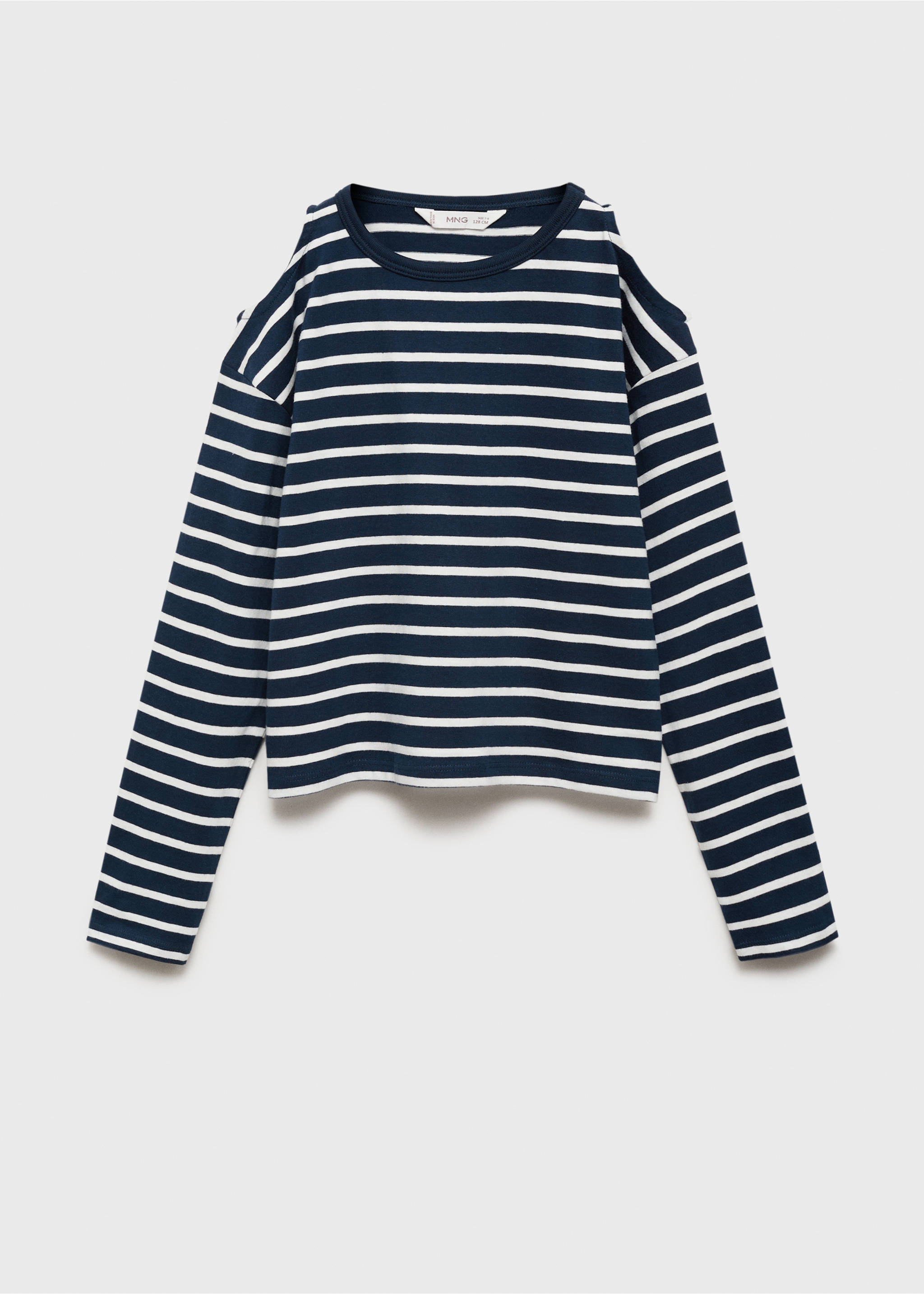 Striped t-shirt with cut-out - Article without model, Navy. Ref: 17093281-00.
