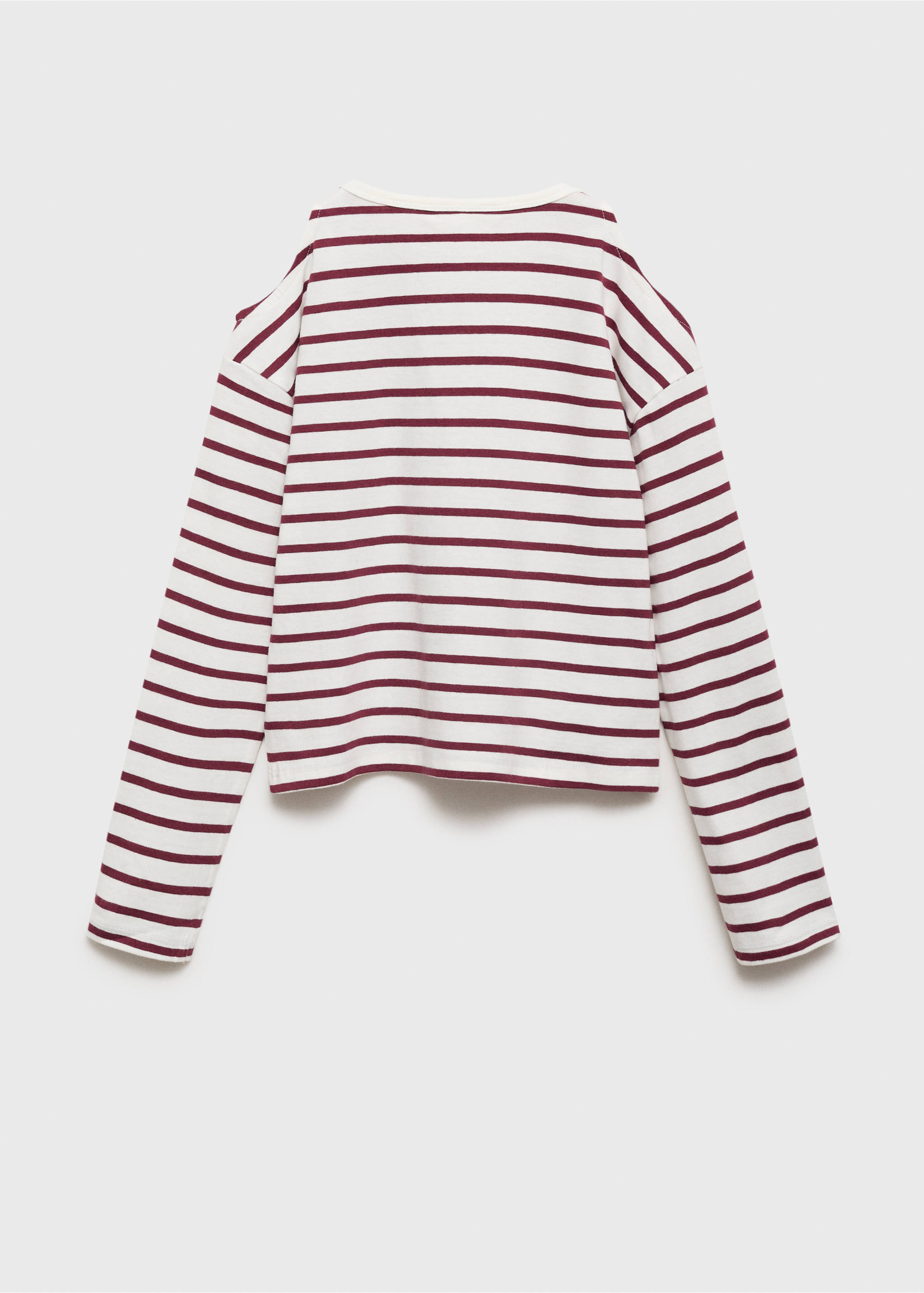 Striped t-shirt with cut-out - Reverse of the article, Maroon. Ref: 17093281-00.