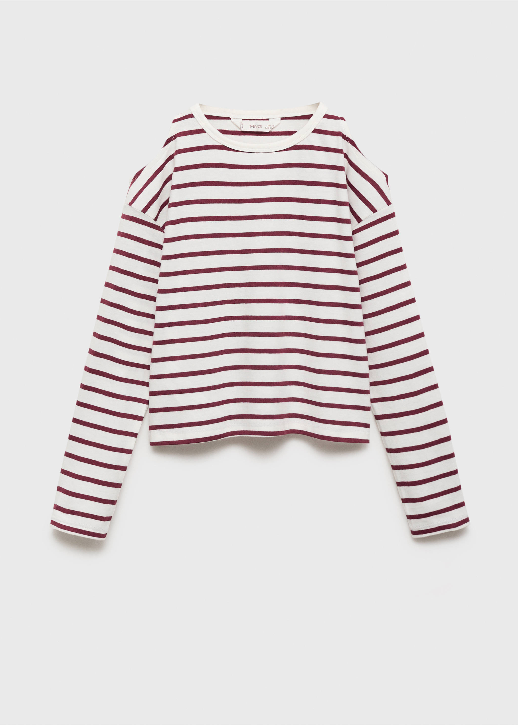 Striped t-shirt with cut-out - Article without model, Maroon. Ref: 17093281-00.