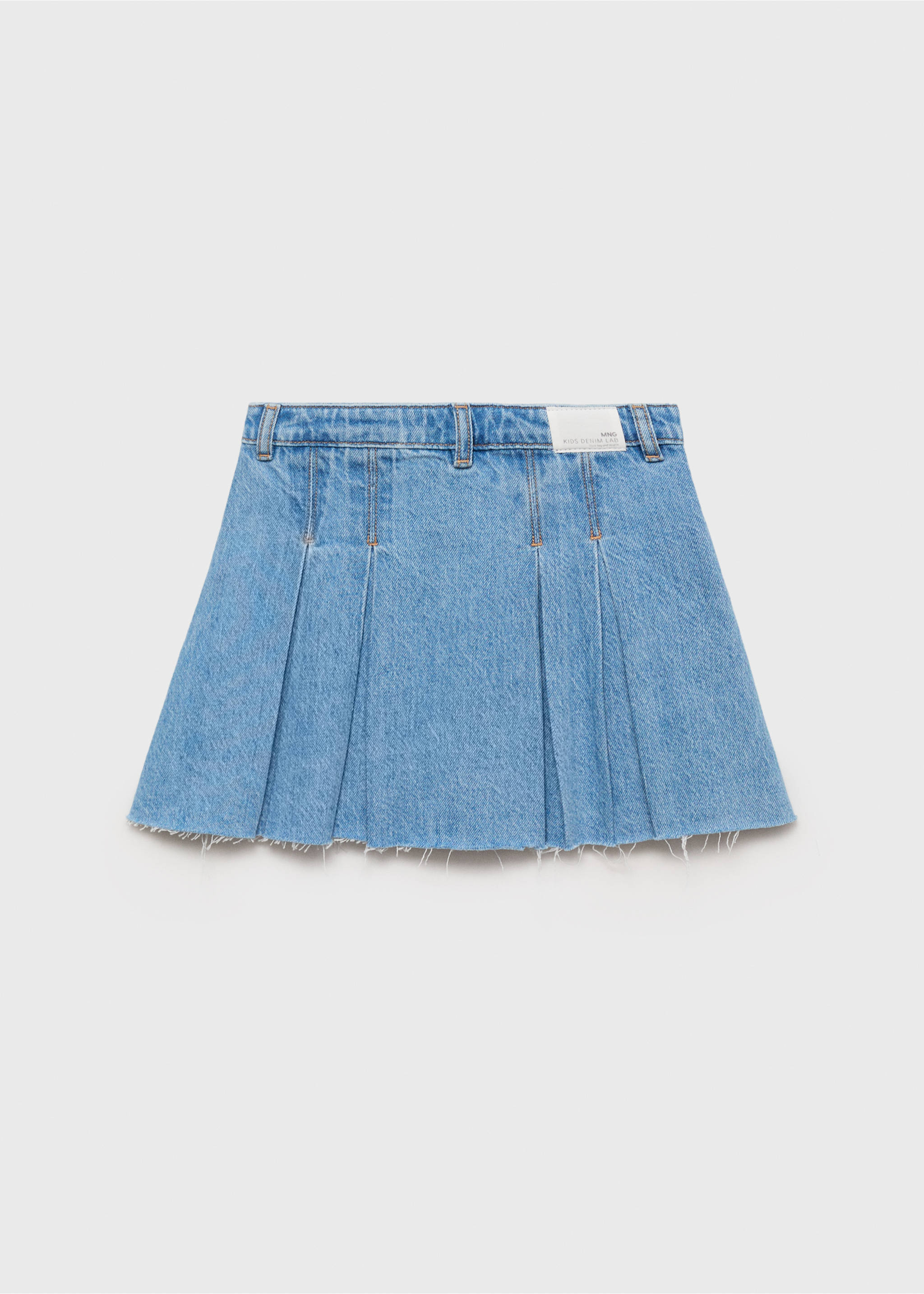 Fustă plisată din denim - Spatele articolului, Albastru mediu. Ref: 17093283-00.