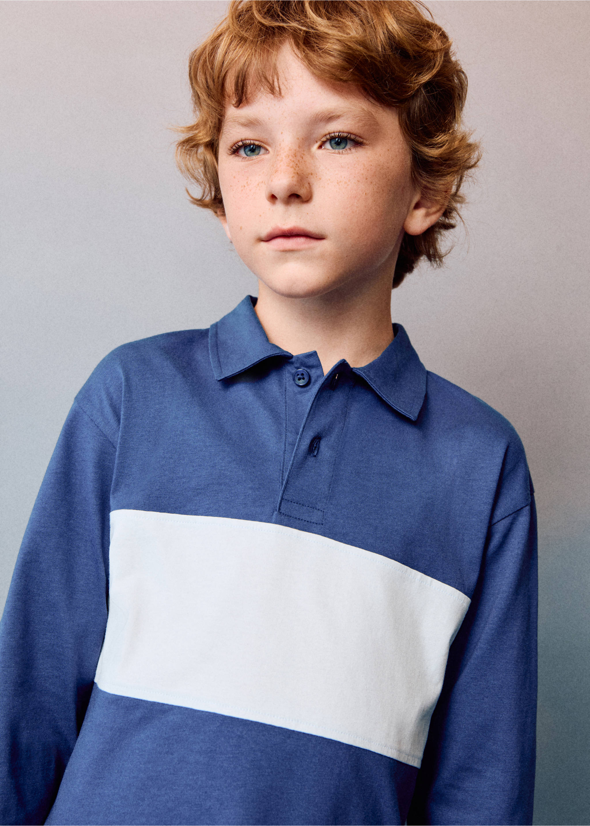 Printed cotton polo shirt - Details of the article 5, Navy. Ref: 17093285-00.