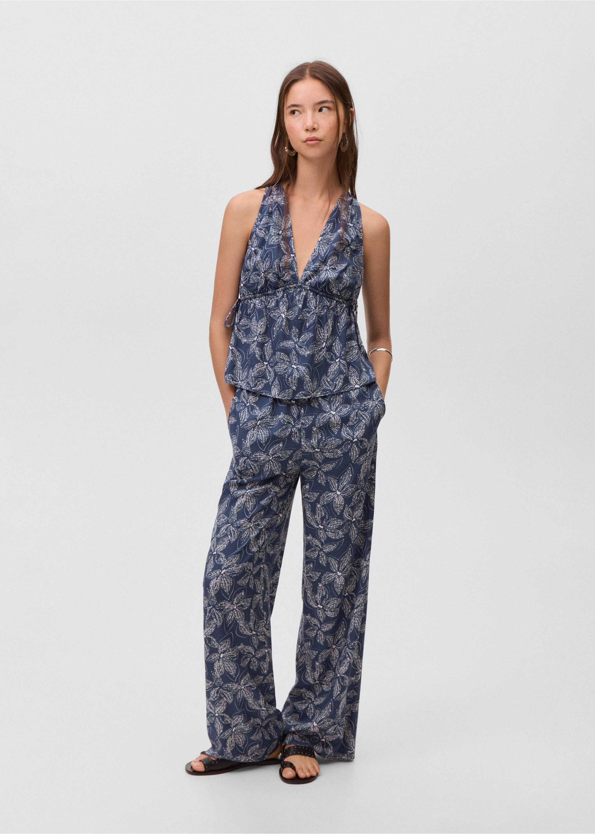Flower print trousers - General plane, Navy. Ref: 17093289-00.