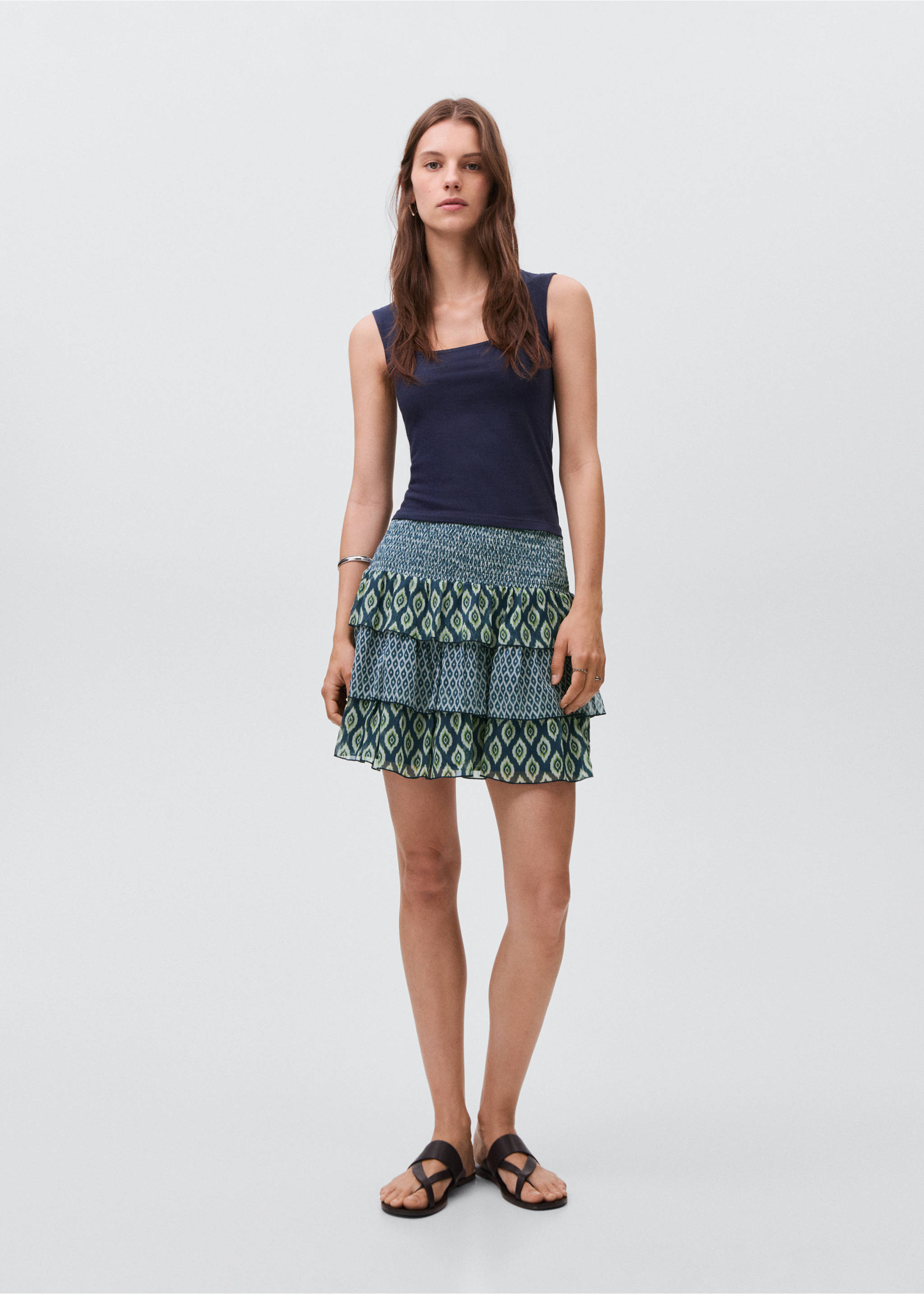 Printed ruffle skirt - General plane, Navy. Ref: 17093295-00.