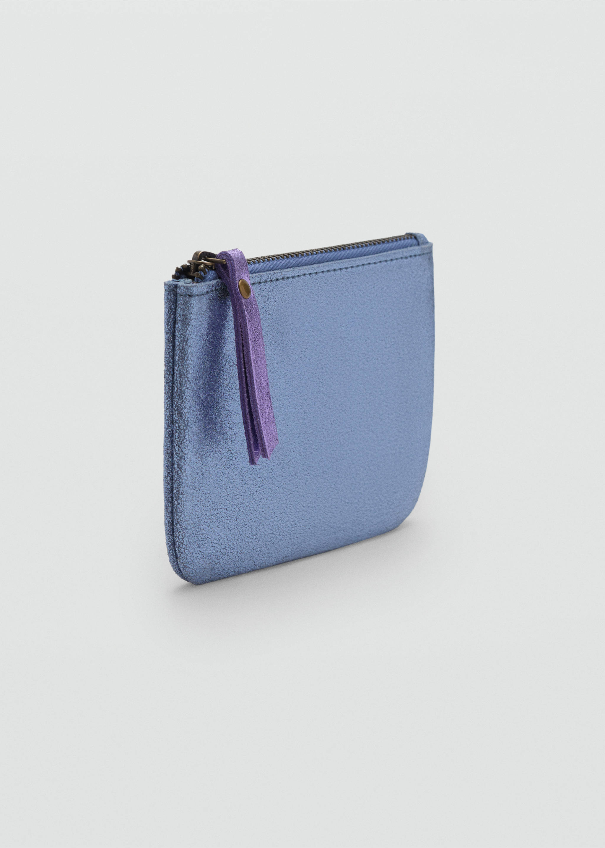 Metallic leather purse - Medium plane, Blue. Ref: 17093297-00.