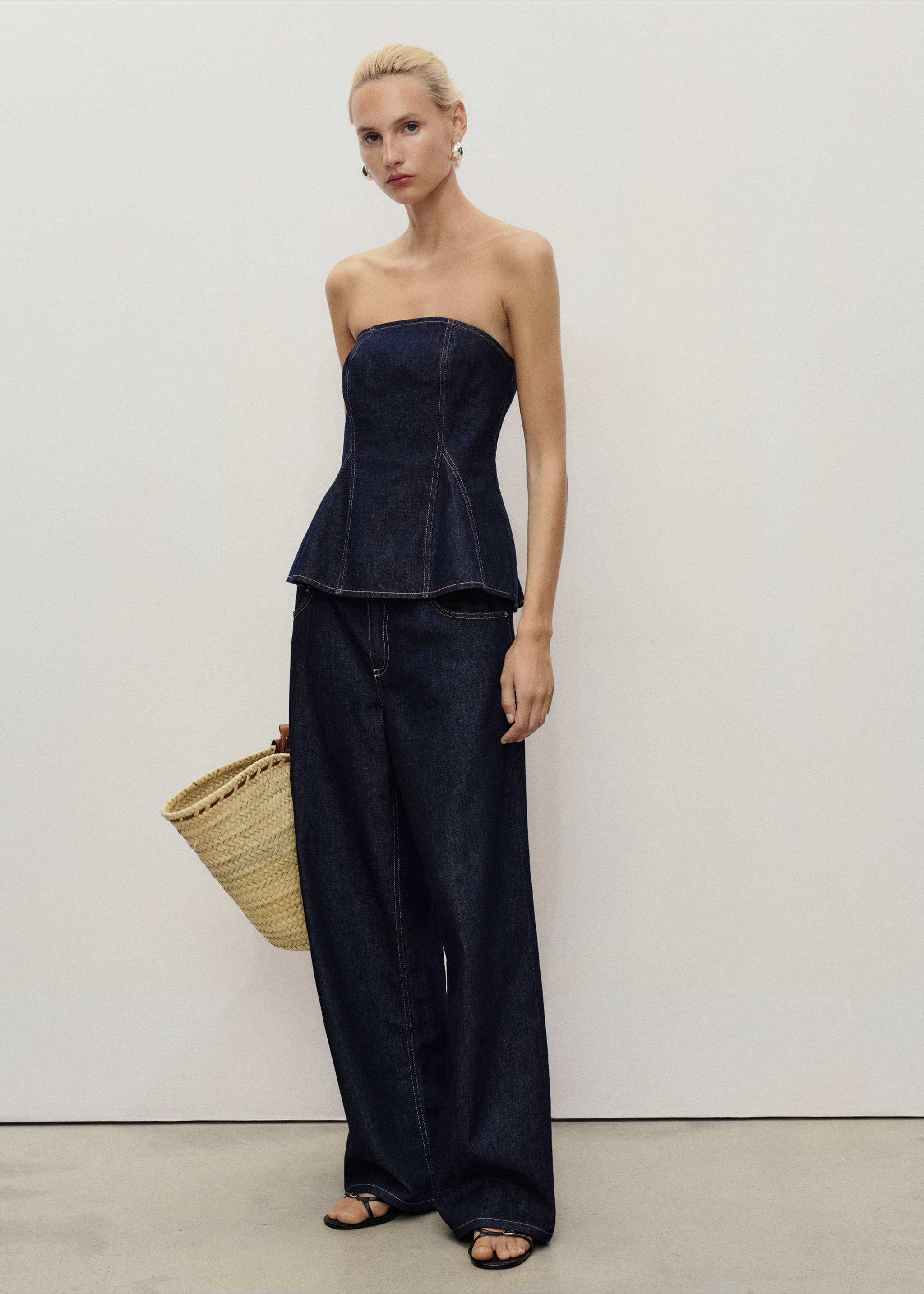 Denim peplum top - General plane, Open Blue. Ref: 17093324-00.