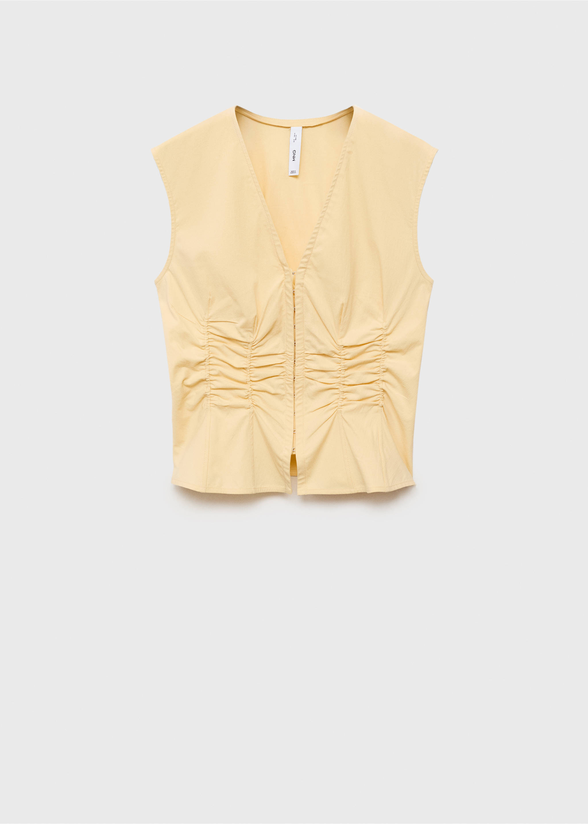 Gathered cotton blouse - Article without model, Vanilla. Ref: 17093326-00.