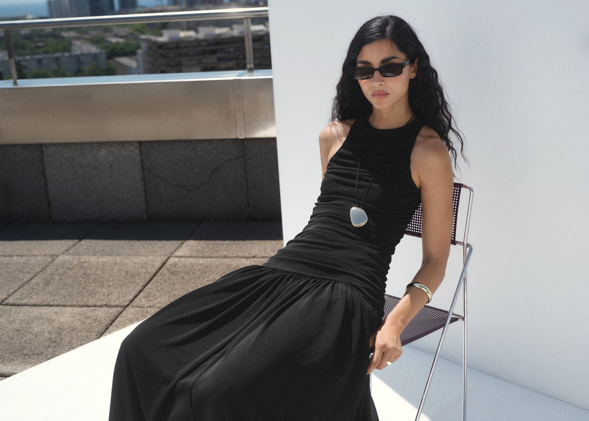 Gathered midi-dress - Panoramic plane