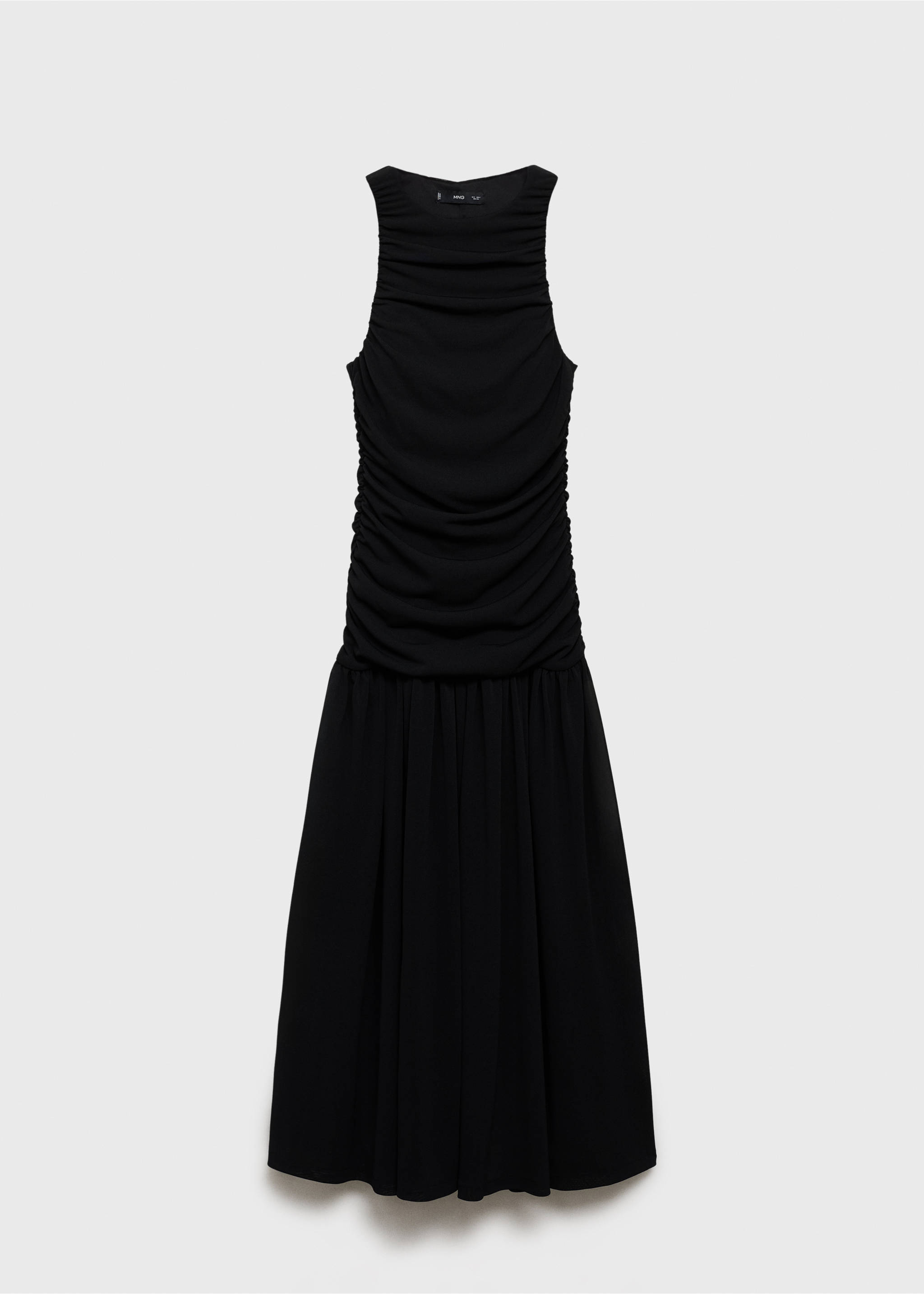 Gathered midi-dress - Article without model, Black. Ref: 17093330-00.
