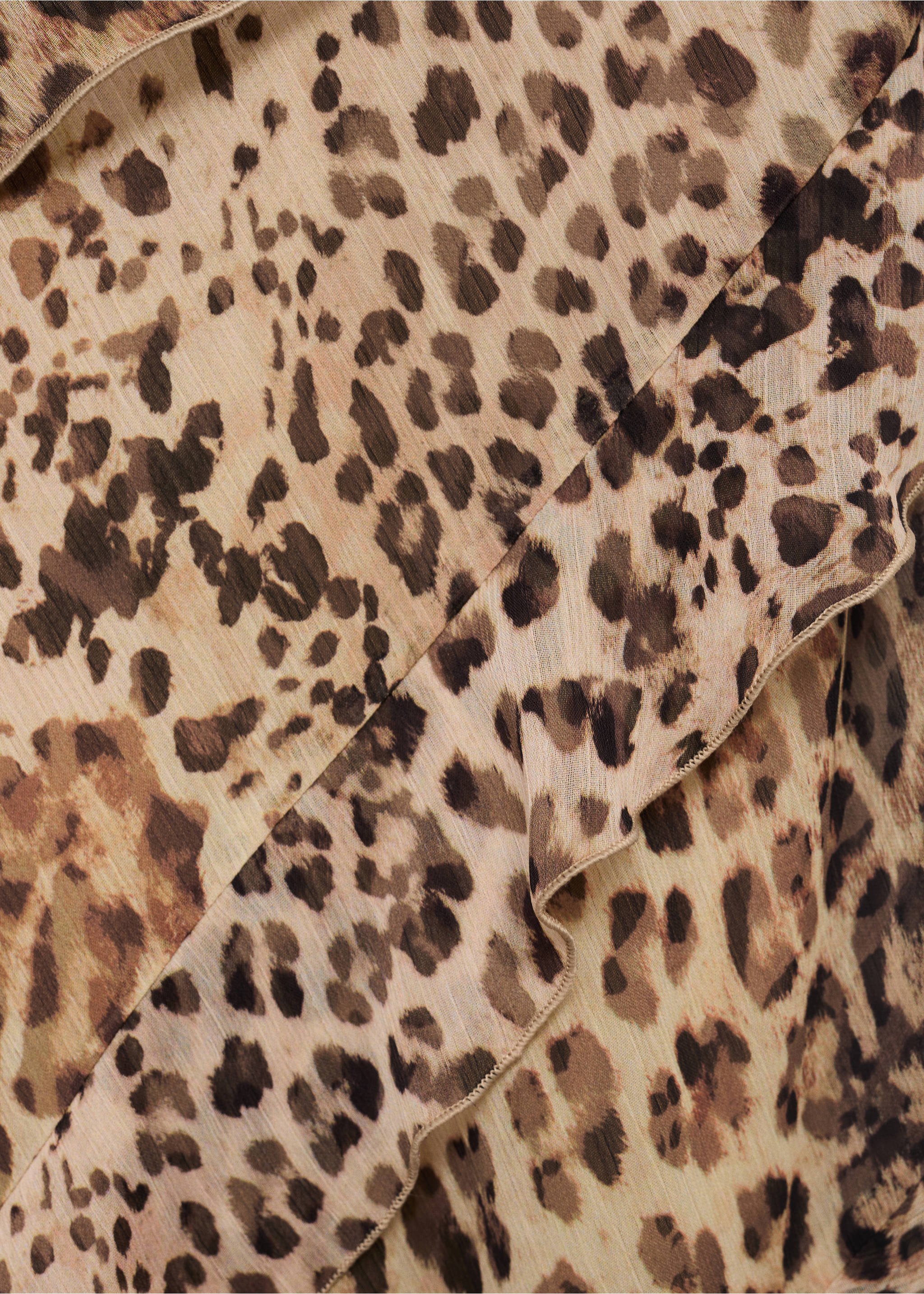 Leopard-print ruffle dress with opening - Details of the article 7, Ecru. Ref: 17093331-00.