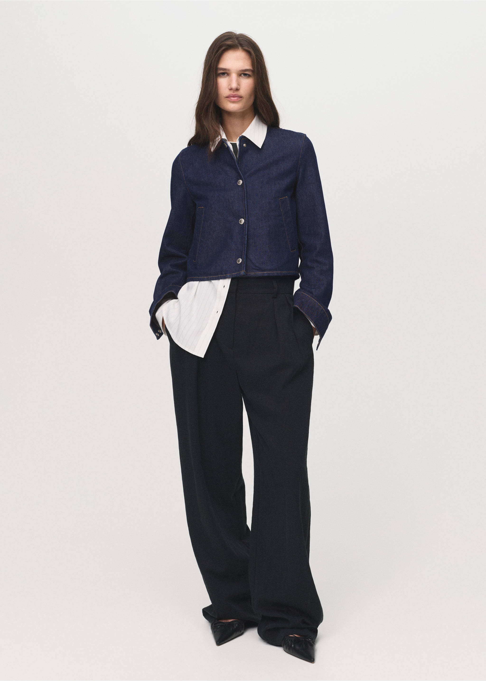 Chaqueta denim crop - Plano general, Azul. Ref: 17093333-00.